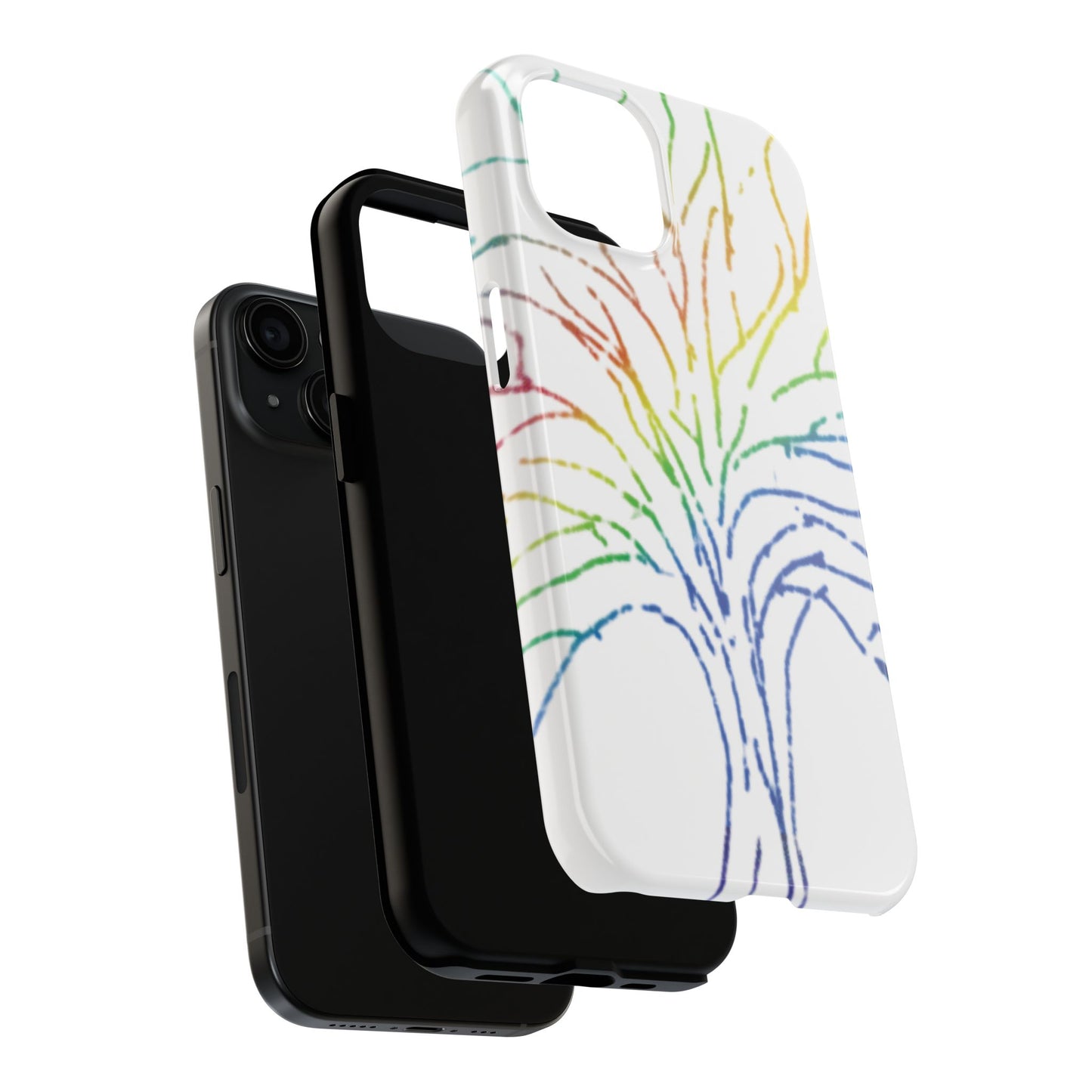Rainbow Tree Tough Phone Cases - Colorful Nature Love Pride Gender Neutral Gifts for Friends, iPhone Samsung Wireless Charging Cover, LGBTQ+