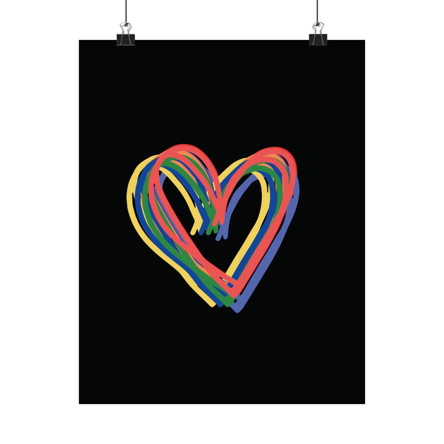 Rainbow Hearts Matte Vertical Poster, Hearts, Wall Art, You Frame, Home Decor, Gift, Gender Neutral, Valentines, Under 20 Dollars, 4 Sizes