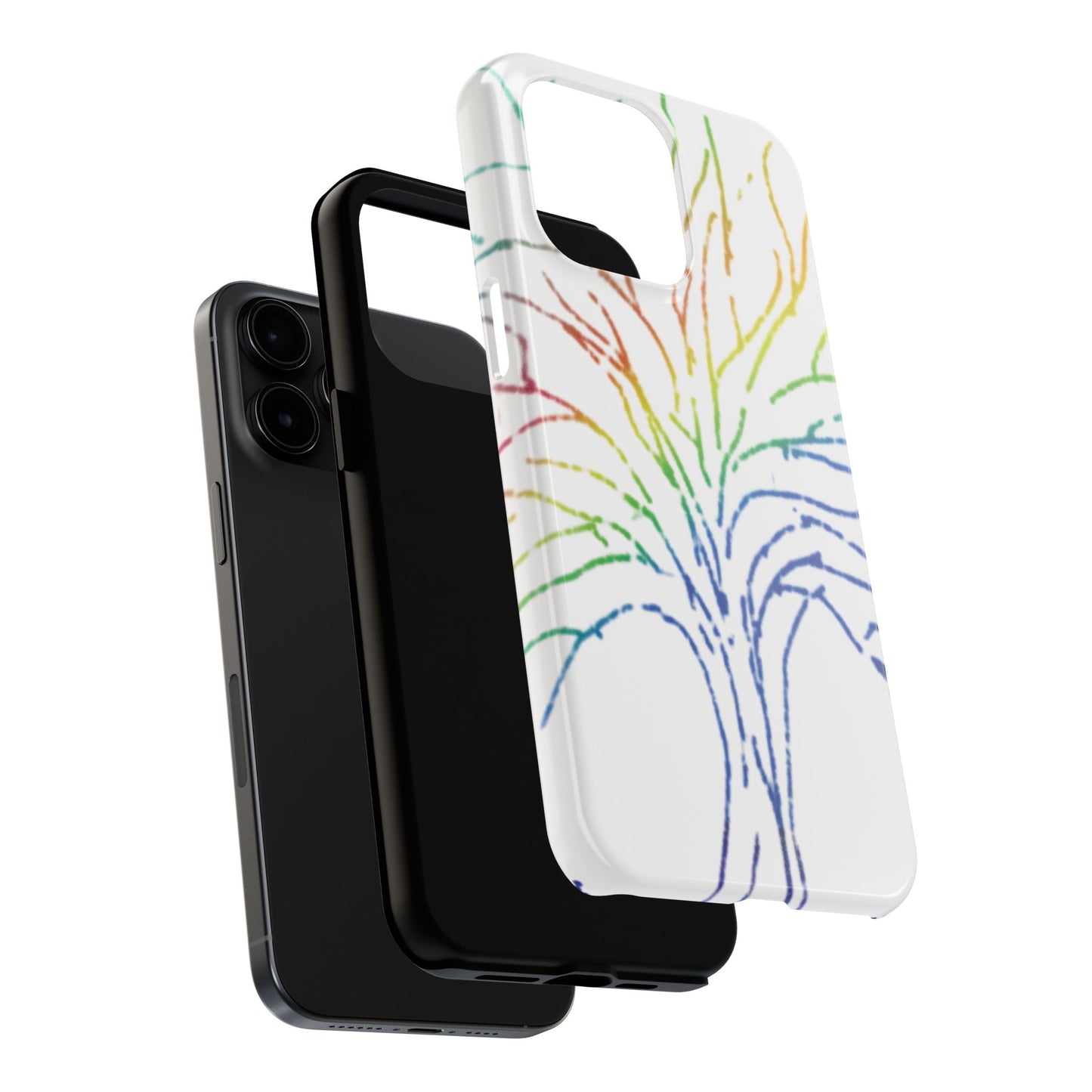 Rainbow Tree Tough Phone Cases - Colorful Nature Love Pride Gender Neutral Gifts for Friends, iPhone Samsung Wireless Charging Cover, LGBTQ+