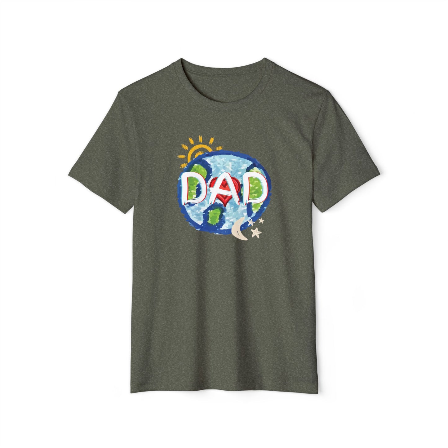 Dad Whole World Sun Moon Stars Heart Unisex Recycled Organic T-Shirt, Father's Day Gift, Family Matching Outfit, Eco-Friendly Tee, Unique