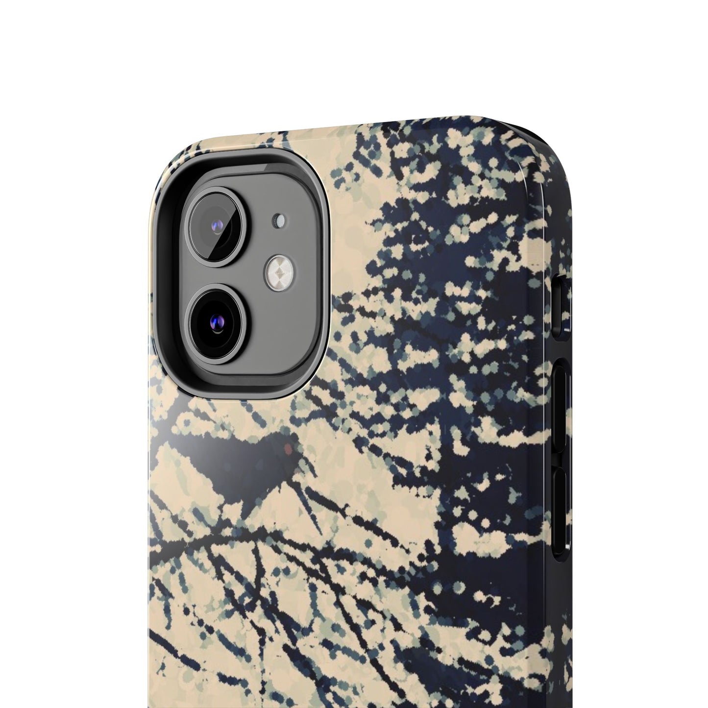 Crows in Forest Tough Phone Cases, iPhone & Samsung cases, wireless charging, crows, trees, birds, original artwork, gifts, Halloween
