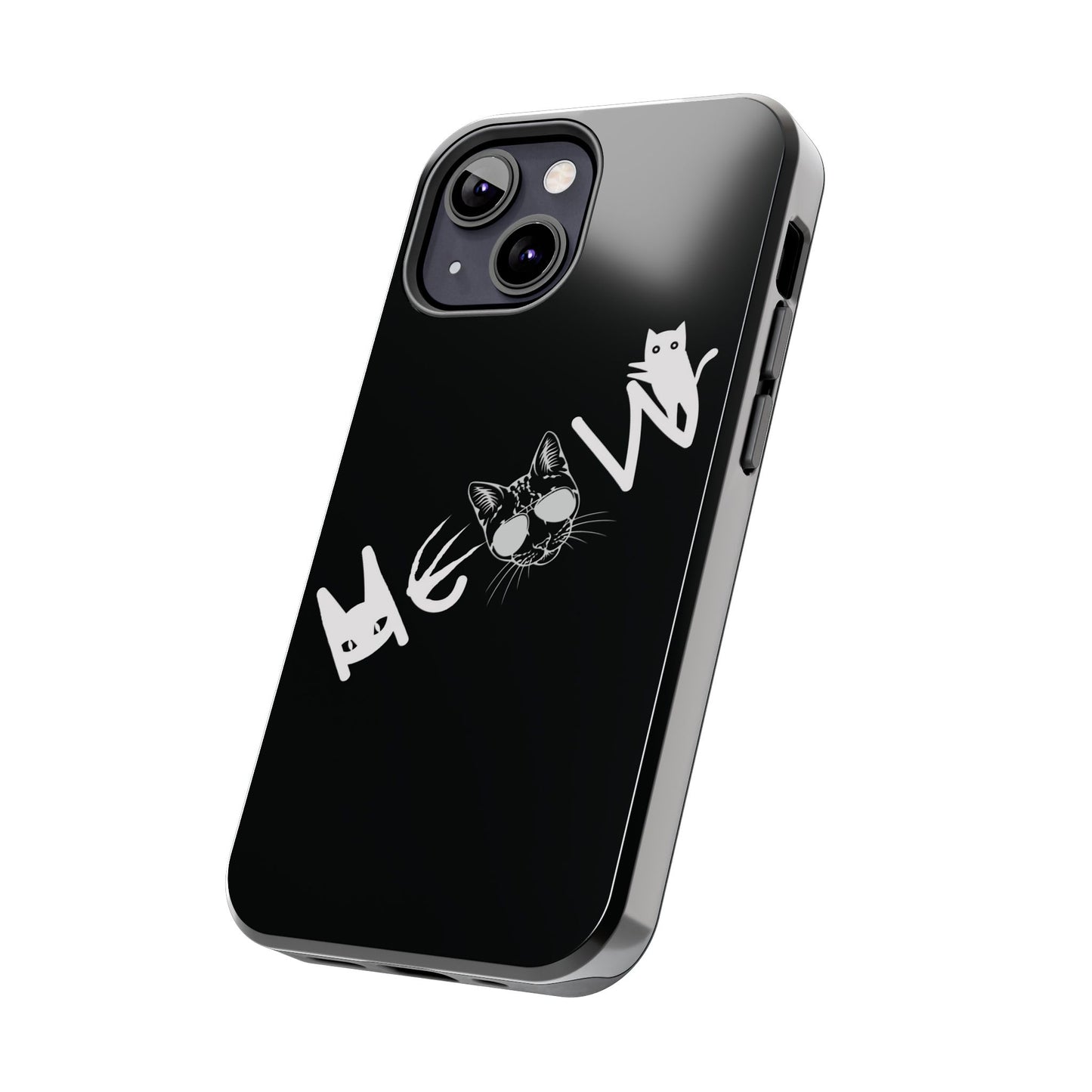 Meow Tough Phone Cases, iPhone & Samsung cases, wireless charging, cats, sassy, kitty, gender neutral, gifts, Halloween, birthday, Christmas