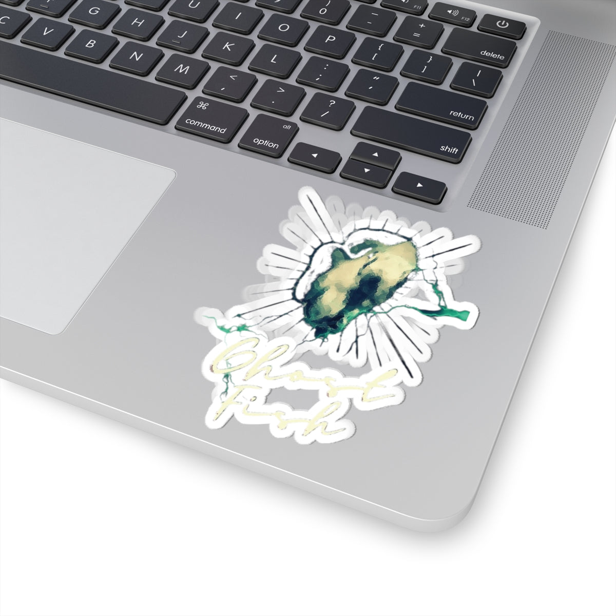 Ghost Fish Kiss-Cut Stickers, Graphic Art Decal for Water Bottle, Laptop, Phone, Planner, Journal