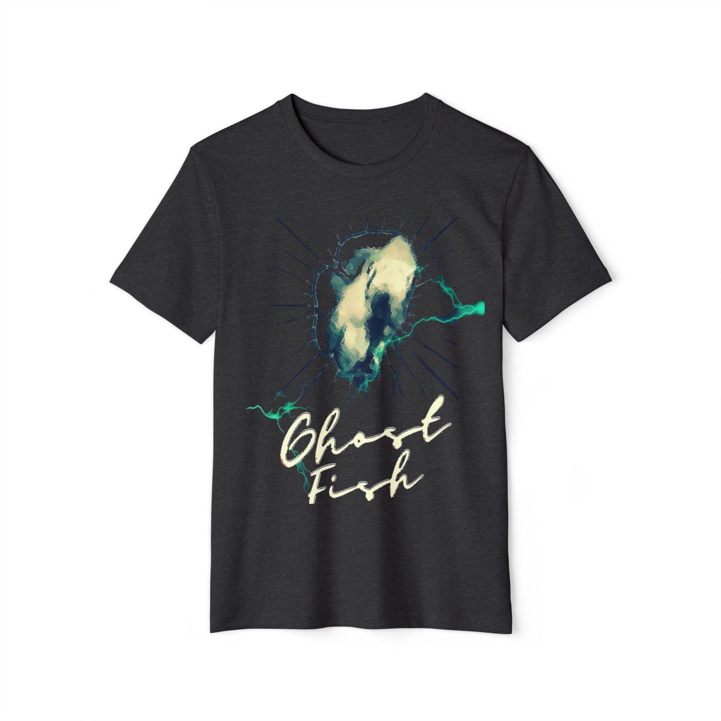 Ghost Fish Graphic Unisex Recycled Organic T-Shirt, Eco-Friendly Tee, Sustainable Clothing, Haunted Apparel, Spooky Shirt