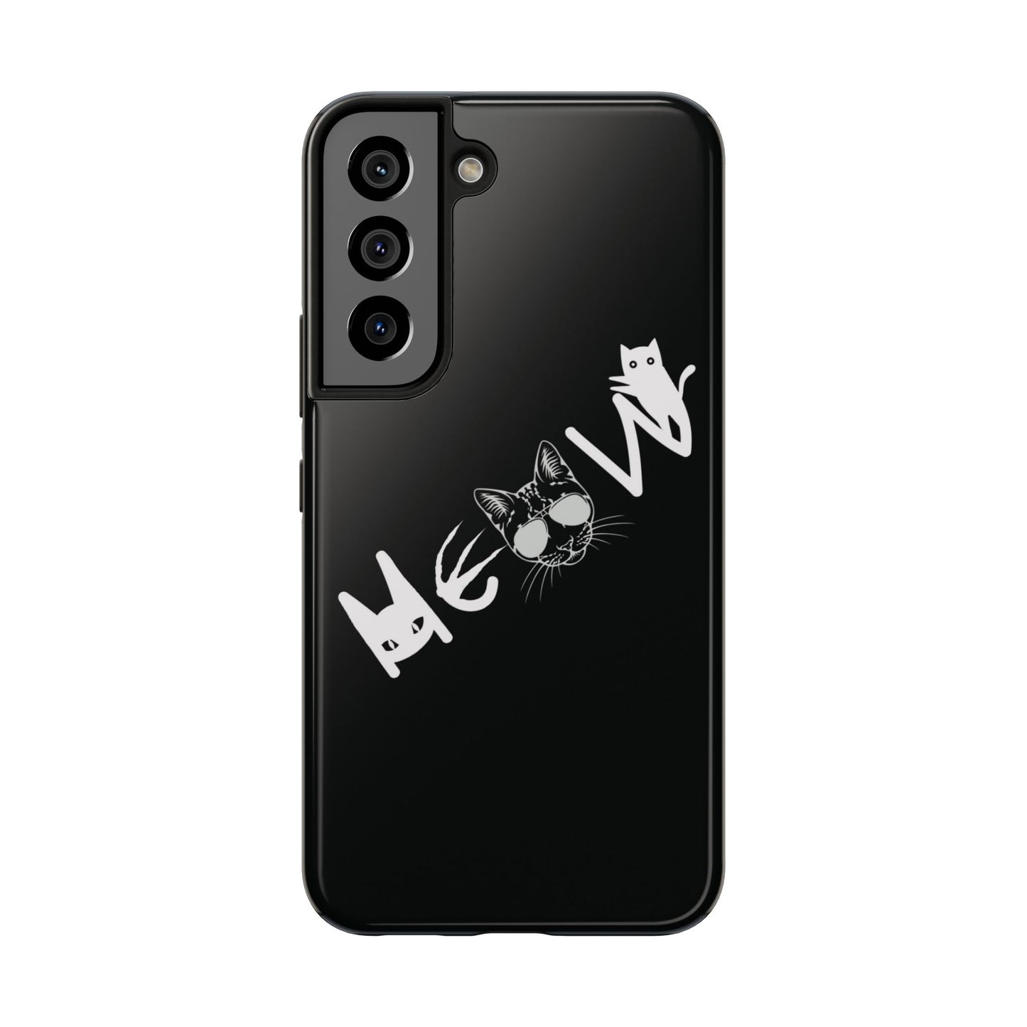 Meow Tough Phone Cases, iPhone & Samsung cases, wireless charging, cats, sassy, kitty, gender neutral, gifts, Halloween, birthday, Christmas