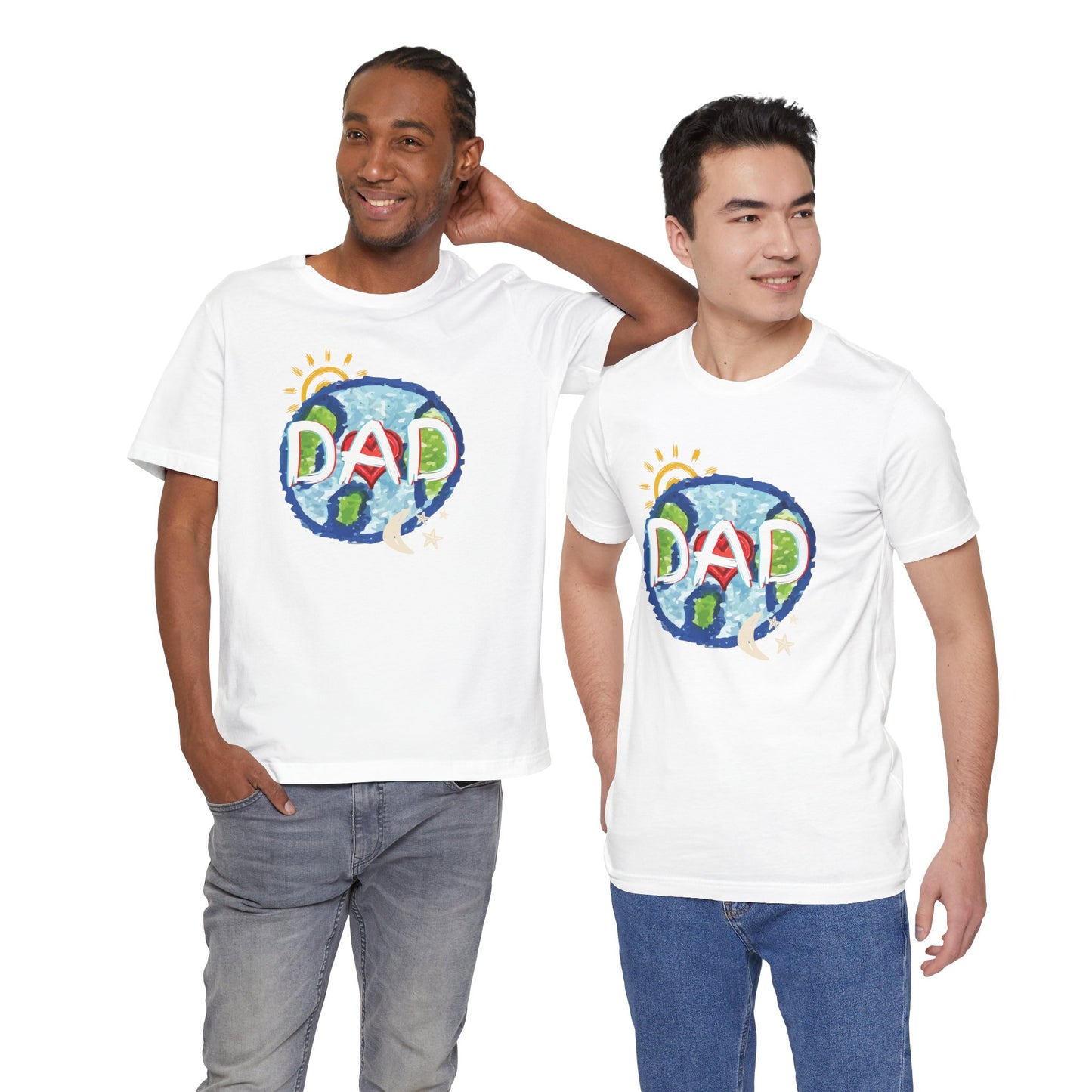 DAD Whole World Sun Moon Stars Heart Unisex Tee Fathers Day Gifts