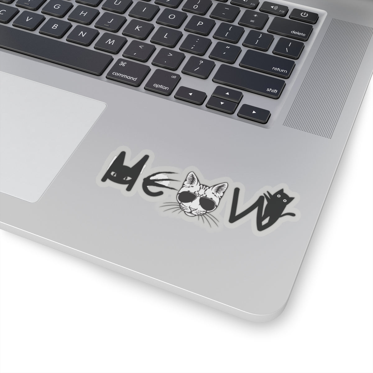 Cat Meow Black Kiss-Cut Stickers - Cat Lover Gift, Cute Kitty Decal, Pet Owner Present, Animal Lover Sticker, Laptop Decal