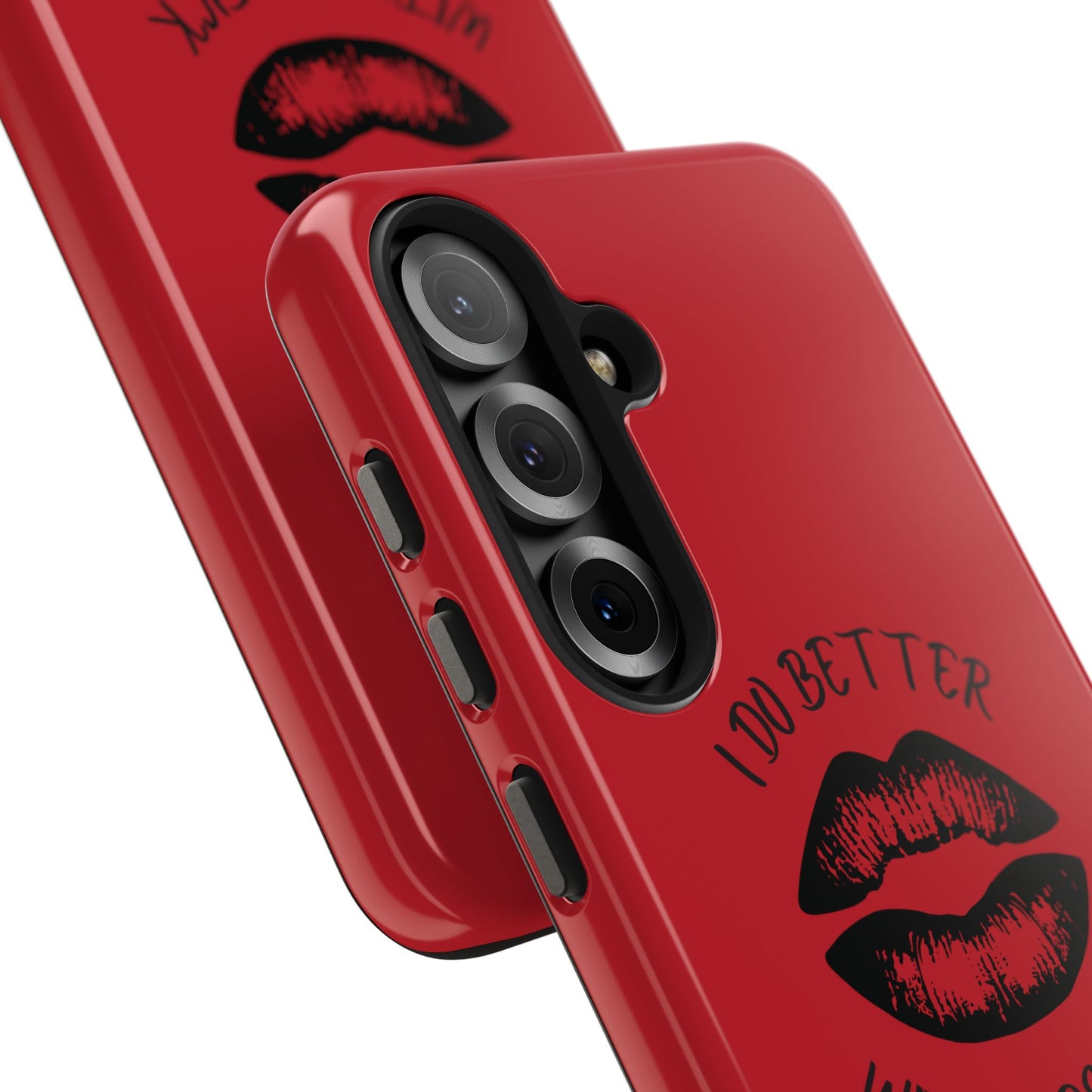Red I Do Better With Lipstick Tough Phone Cases, Protective Phone Covers, Personalized Cell Phone Accessories, Stylish Phone Protectors