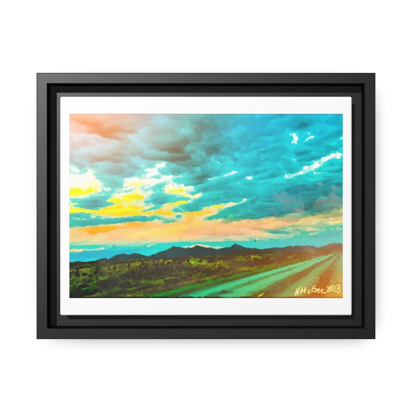 Black Frame Wyoming Landscape, Nature, America, Western, Artwork, Wall Art, Matte Print, Mountains, Gift, Sky, Colorful, Clouds, Sunset, Eco