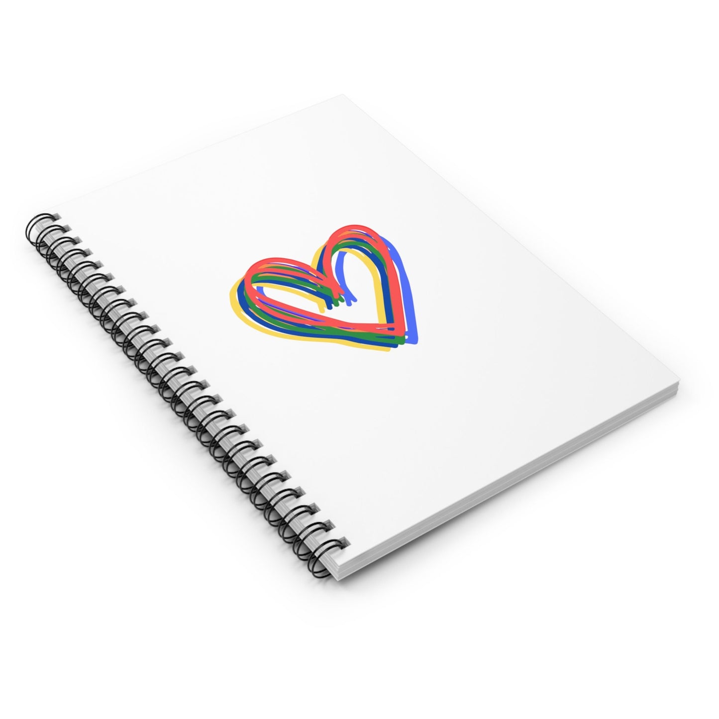 Rainbow Hearts White Spiral Notebook, Ruled Line, Love, Pride, gender neutral, journal, gift, teens, adults, kids, friends, Valentines