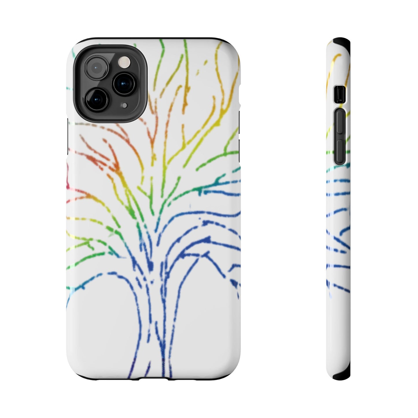 Rainbow Tree Tough Phone Cases - Colorful Nature Love Pride Gender Neutral Gifts for Friends, iPhone Samsung Wireless Charging Cover, LGBTQ+