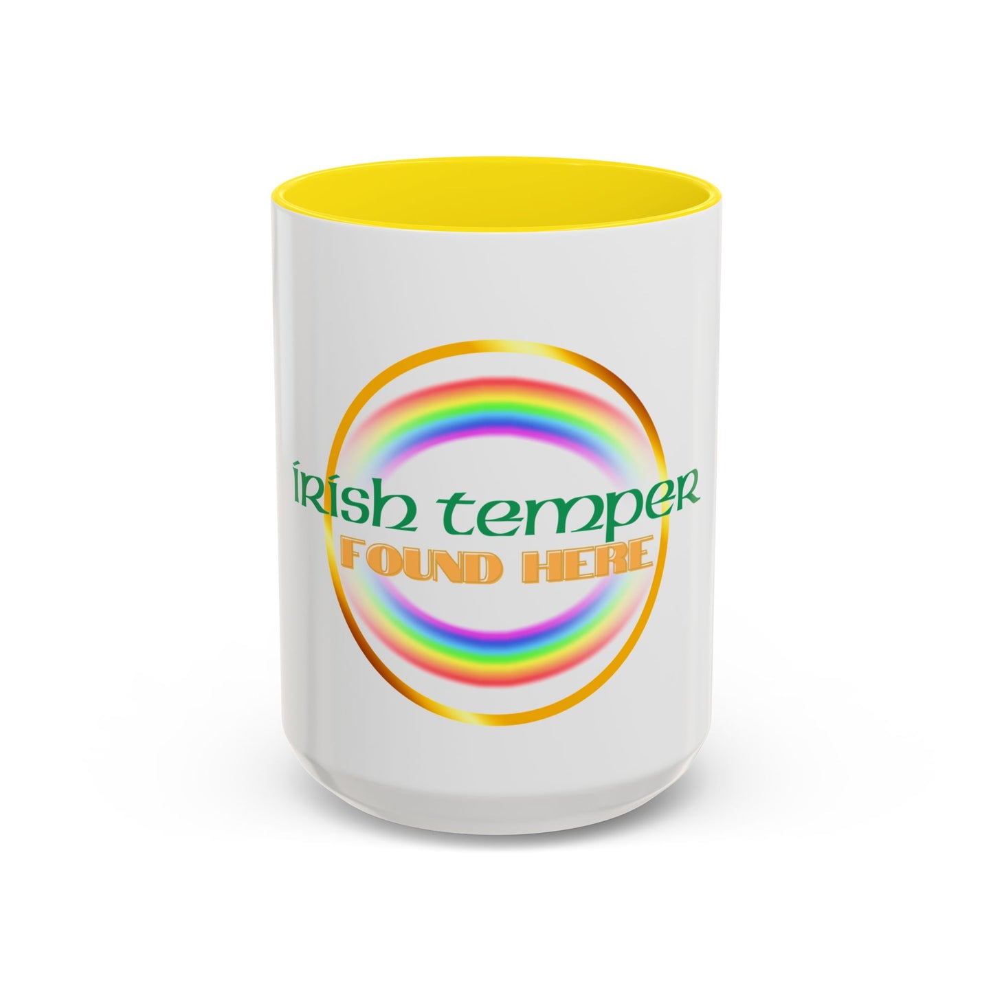 Coffee Mug - Irish Temper Found Here, Rainbow Design, BPA-Free Ceramic, St Patricks Gift