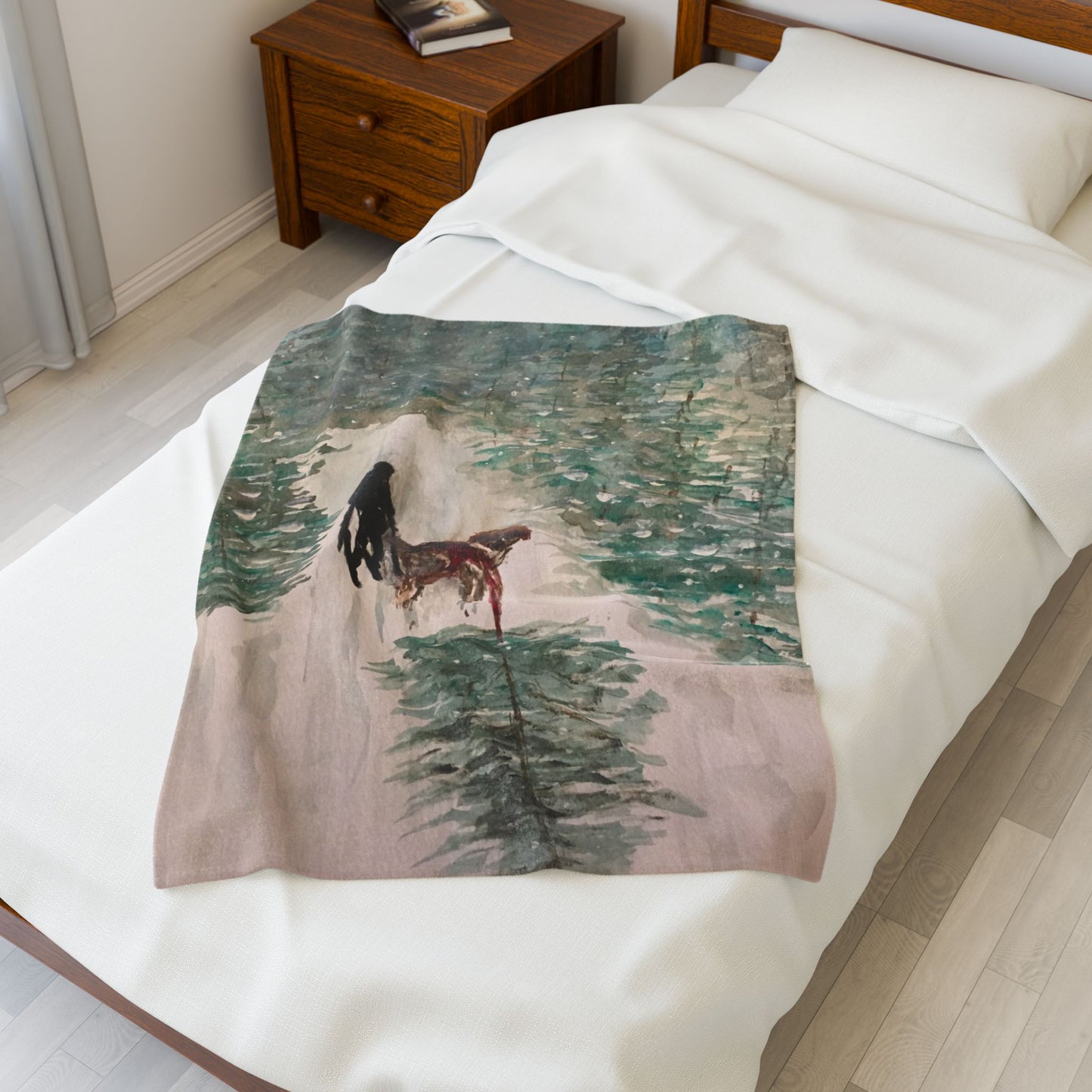Dog Pulling Tree Velveteen Blanket, Cozy Throw, Home Decor, Gift, Bed Cover, Vibrant Couch Blanket, Birthday Wedding Anniversary Christmas