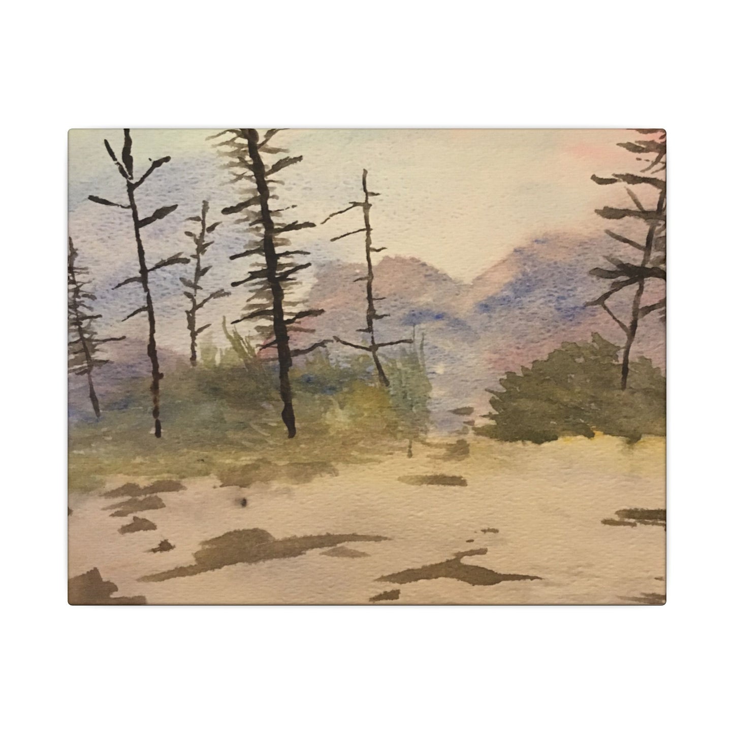 Canvas Wrap Glacier National Park After Fire, Nature, America, Trees, Original Watercolor Print, Artwork, Wall Art, Print, Mountains, Gift