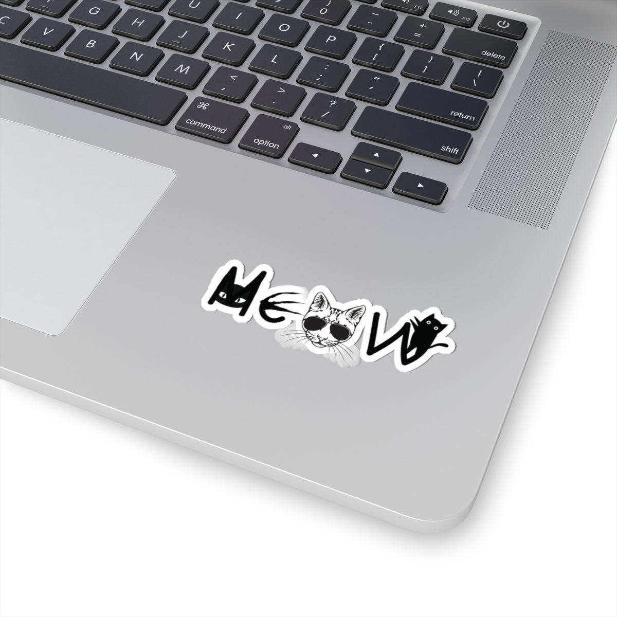 Cat Meow Black Kiss-Cut Stickers - Cat Lover Gift, Cute Kitty Decal, Pet Owner Present, Animal Lover Sticker, Laptop Decal