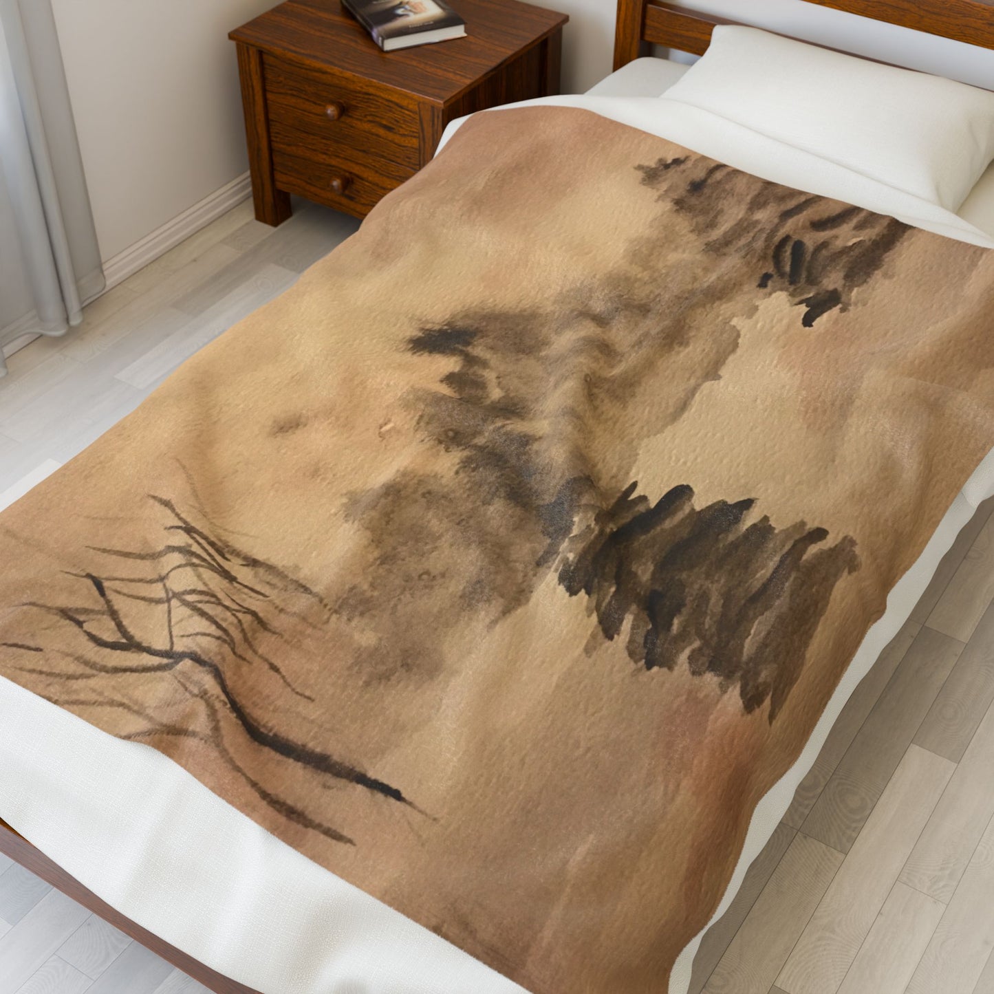 Winter Scene Velveteen Blanket, Cozy Throw, Home Decor, Gift, Bed Cover, Dorm, Warm, Soft, Couch Blanket, Birthday Anniversary Christmas
