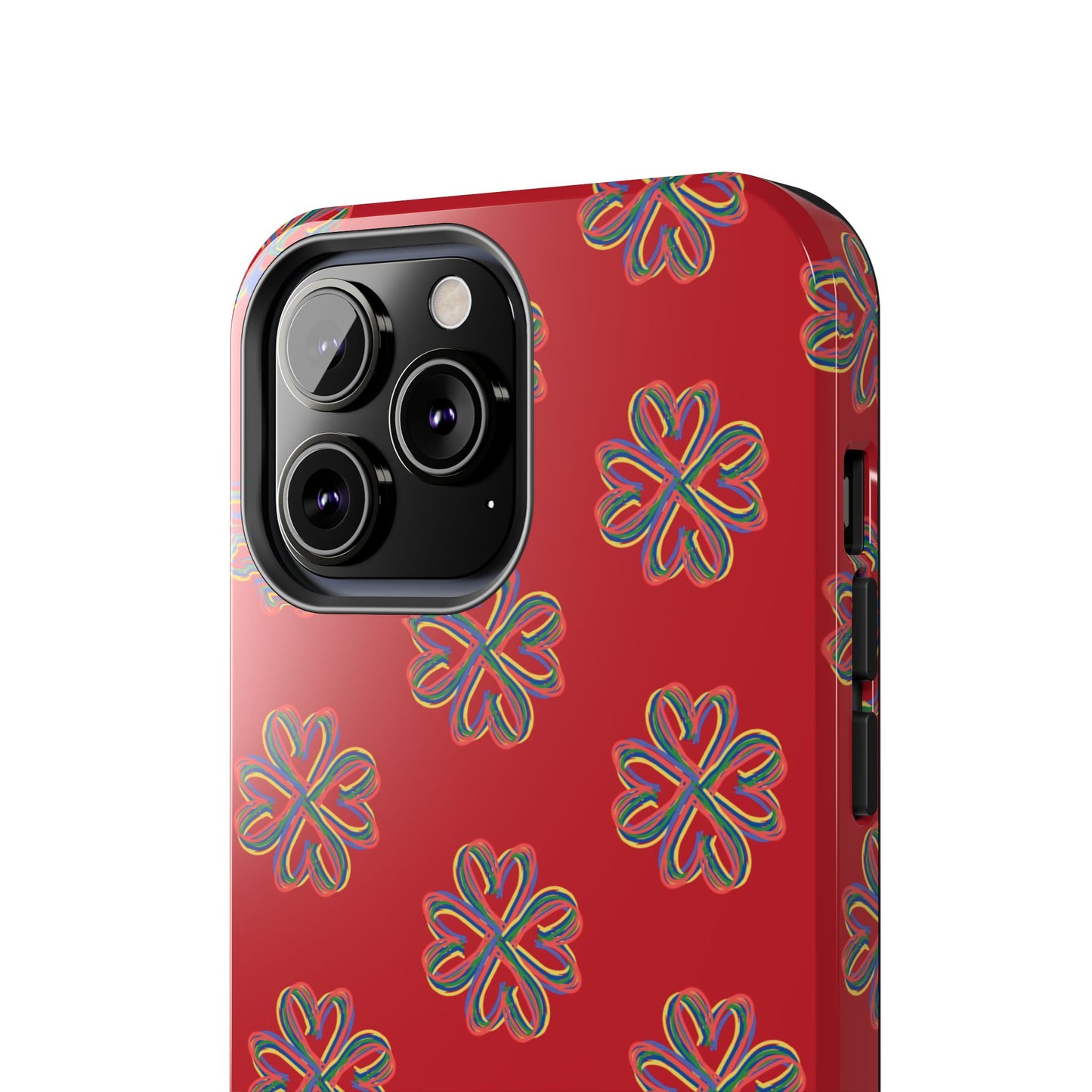 Floral Tough Phone Case, Red Phone Cover, Protective Tech Accessory, Botanical Phone Shell, Gift for Gardeners, Colorful, Wireless Charging