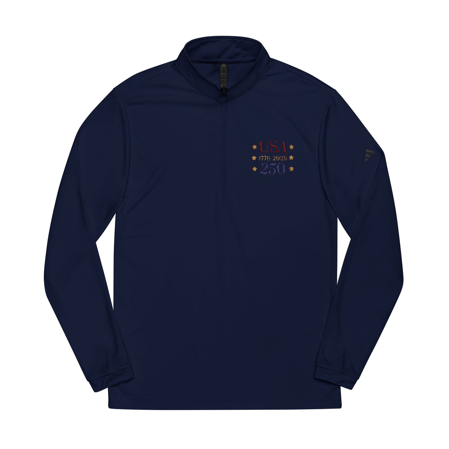 USA 250 Embroidered Quarter-Zip Pullover — 1776 Patriotic Sweatshirt