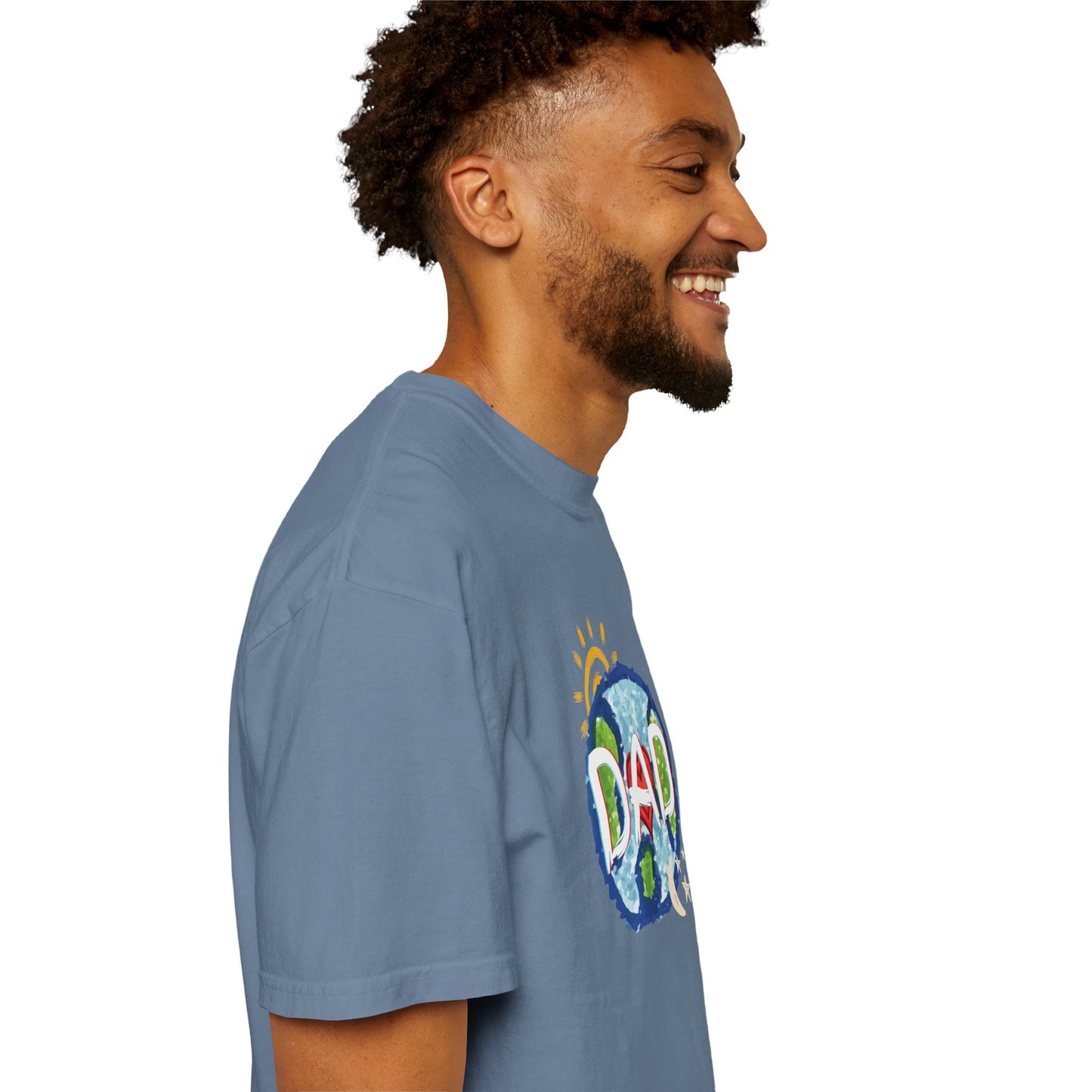 DAD Unisex Garment-Dyed T-shirt - Whole World, Sun, Moon & Stars, Heart - Fathers Day Gift