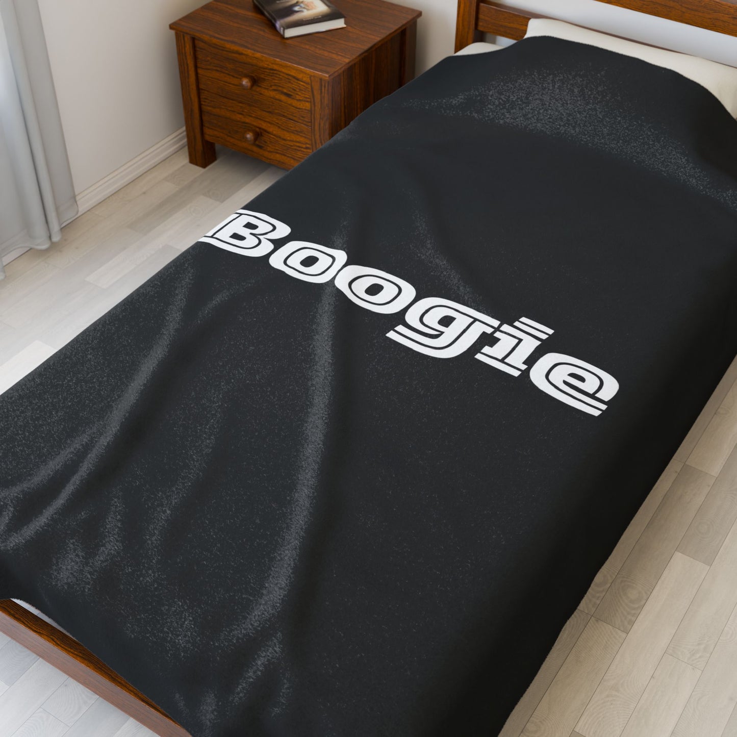Boogie Black Velveteen Blanket, Fun, Dance, Cozy Throw, Home Decor, Dorm, Bed Cover, Couch Blanket, Women Men Teens Kids Birthday Christmas