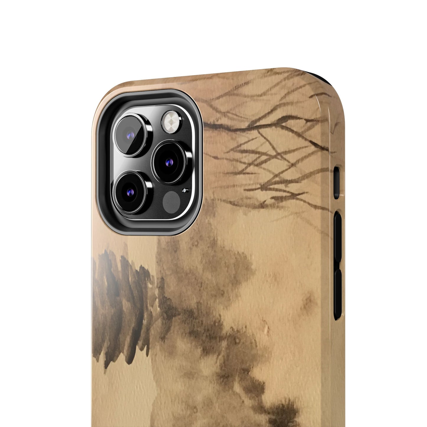 Winter Scene Tough Phone Cases, iPhone & Samsung cases, wireless charging, pine trees, snow, original watercolor artwork, gifts, Christmas