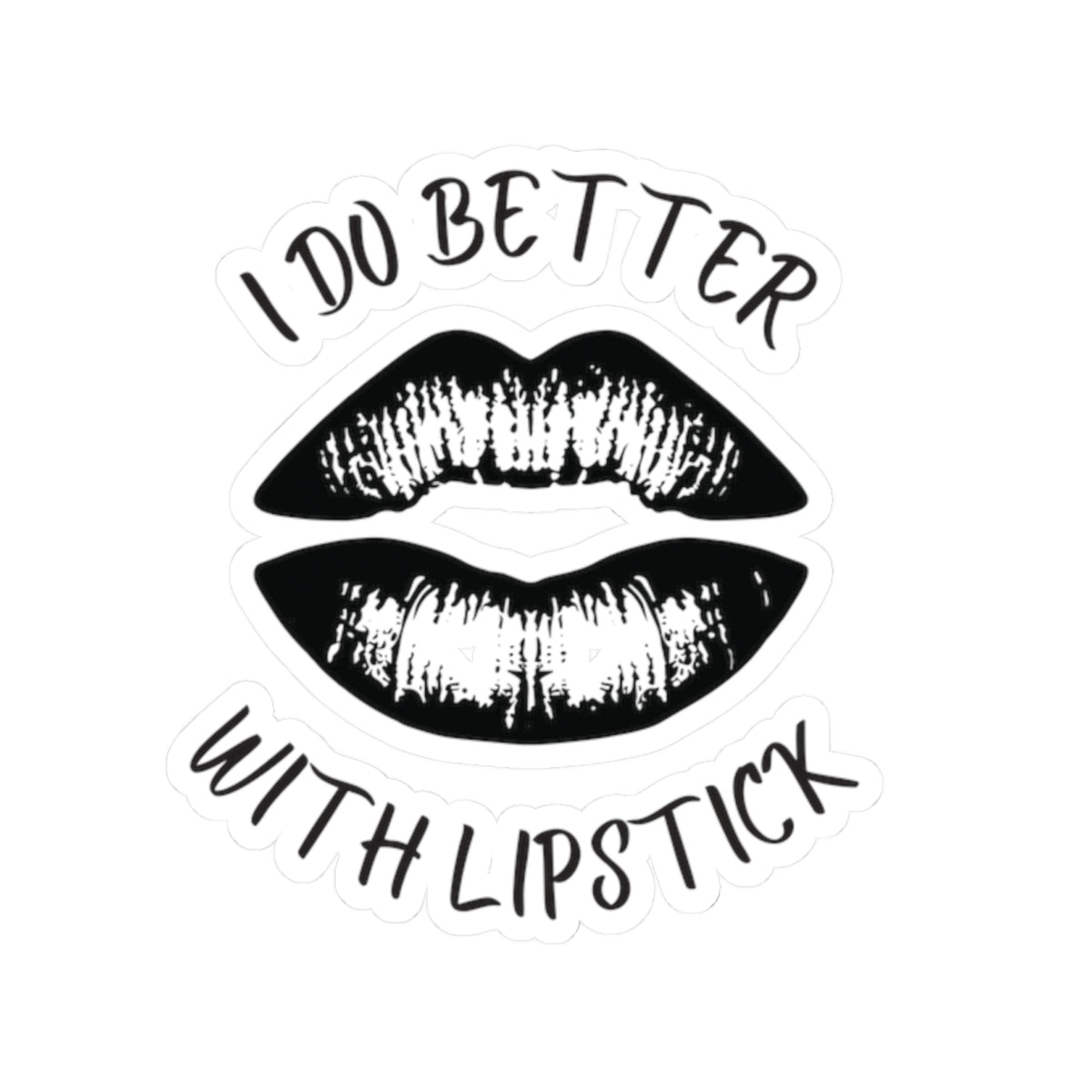 Lipstick Kiss-Cut Stickers - Lips Sticker, Black, Lip Design Decals for Journals, Laptops, Water Bottles, Scrapbooking, Feminine Accessories