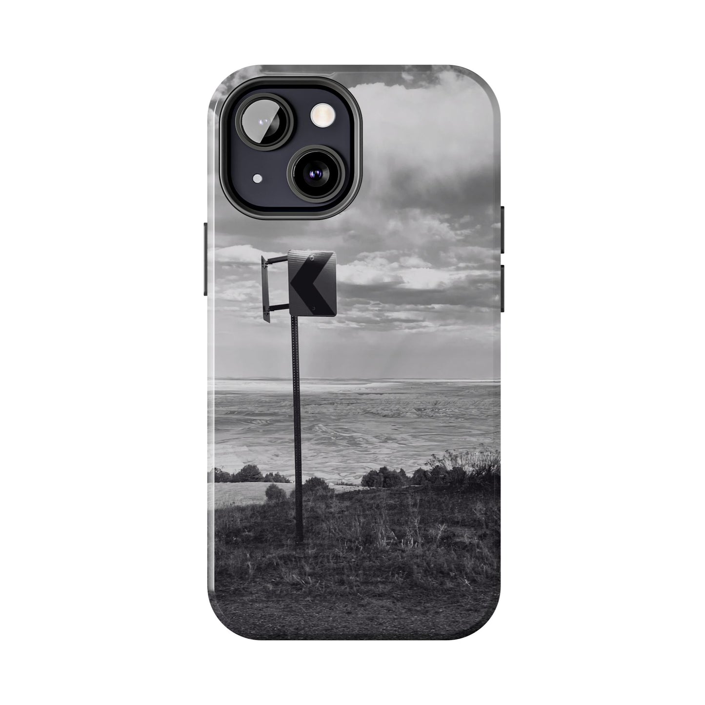 Road Sign Tough Phone Cases, iPhone & Samsung cases, wireless charging, black and white photo, nature, original art, gift birthday Christmas
