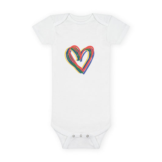 Rainbow Hearts Onesie® Organic Baby Bodysuit, 100 percent cotton, love, gender neutral, gift, boys, girls, birthday, baby shower, Valentine