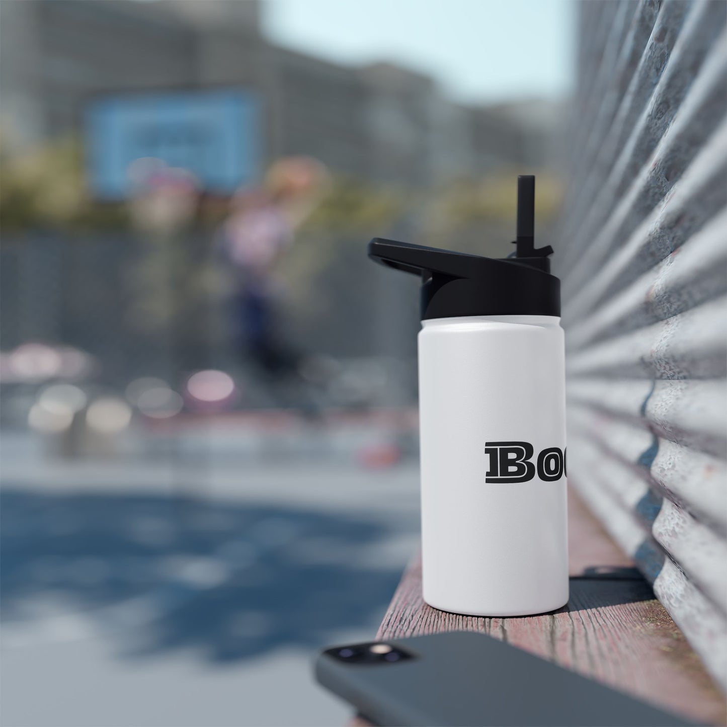Boogie White Stainless Steel Water Bottle, Gender Neutral, Gift, Exercise Run Workout, Eco BPA-free, Women Men Teens Gift Birthday Christmas