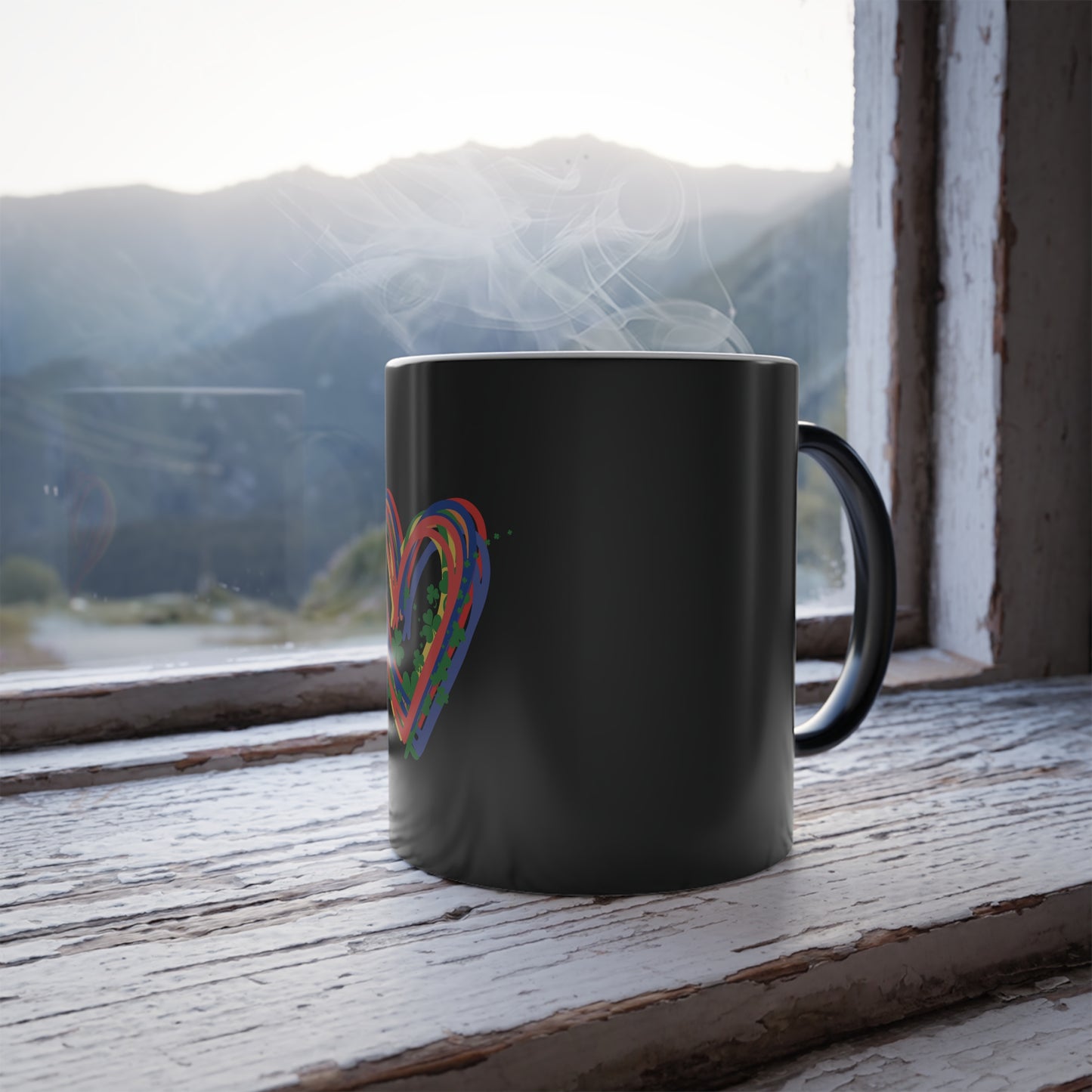 Rainbow Hearts & Shamrocks Color Morphing Mug 11oz St Patricks Day