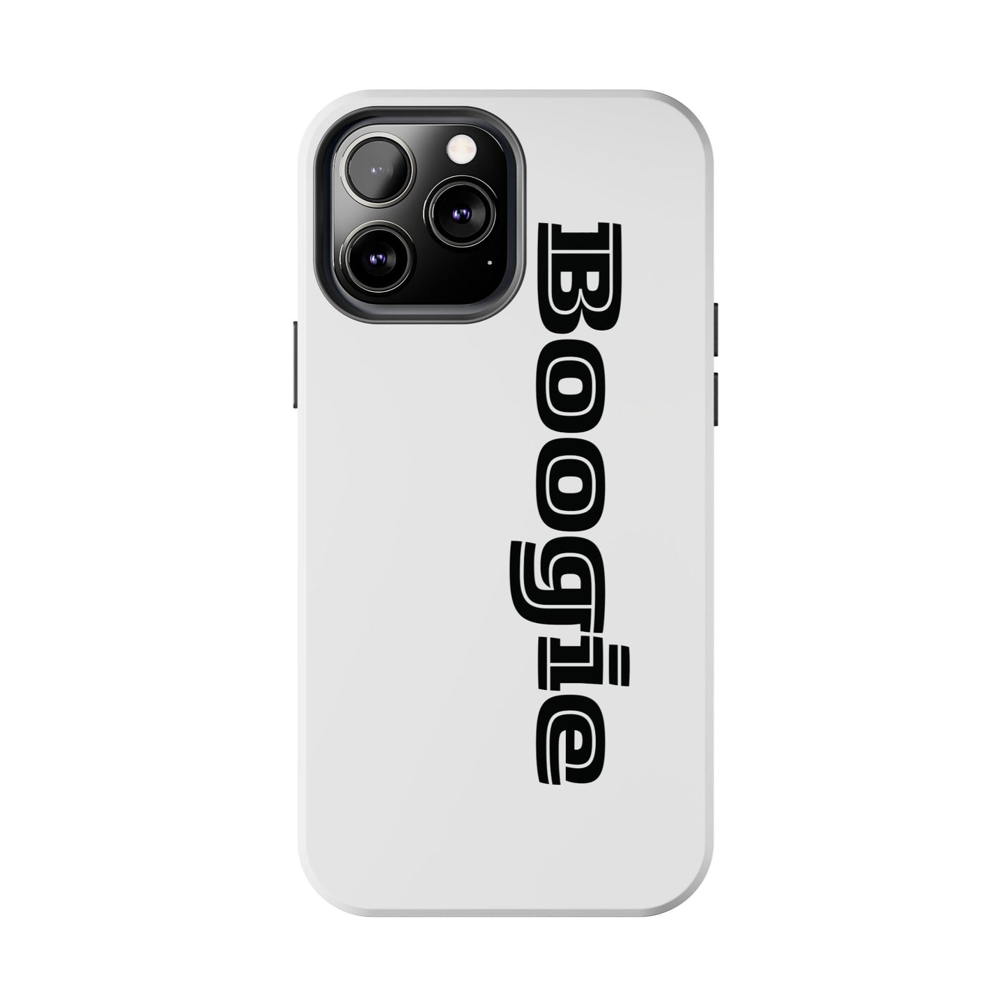 Boogie White Tough Phone Cases, iPhone Samsung cases, wireless charging, gender neutral women men friends kids teens gift birthday Christmas