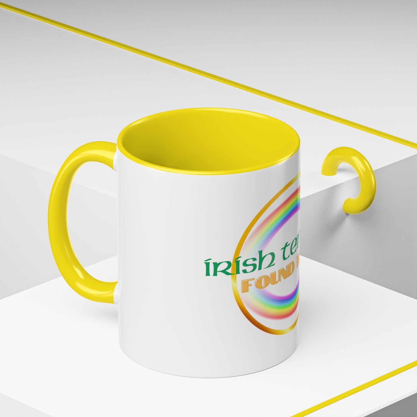 Coffee Mug - Irish Temper Found Here, Rainbow Design, BPA-Free Ceramic, St Patricks Gift