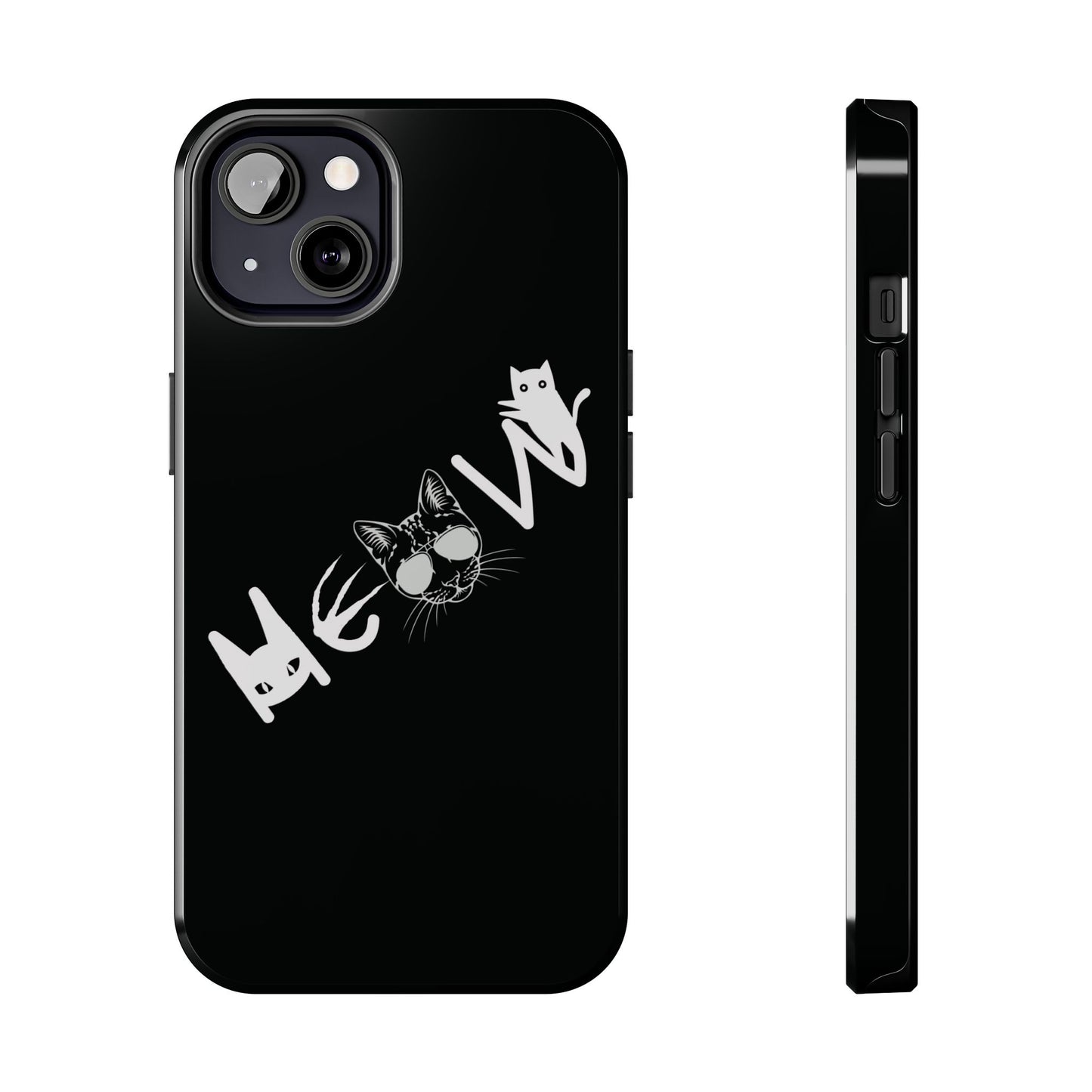 Meow Tough Phone Cases, iPhone & Samsung cases, wireless charging, cats, sassy, kitty, gender neutral, gifts, Halloween, birthday, Christmas