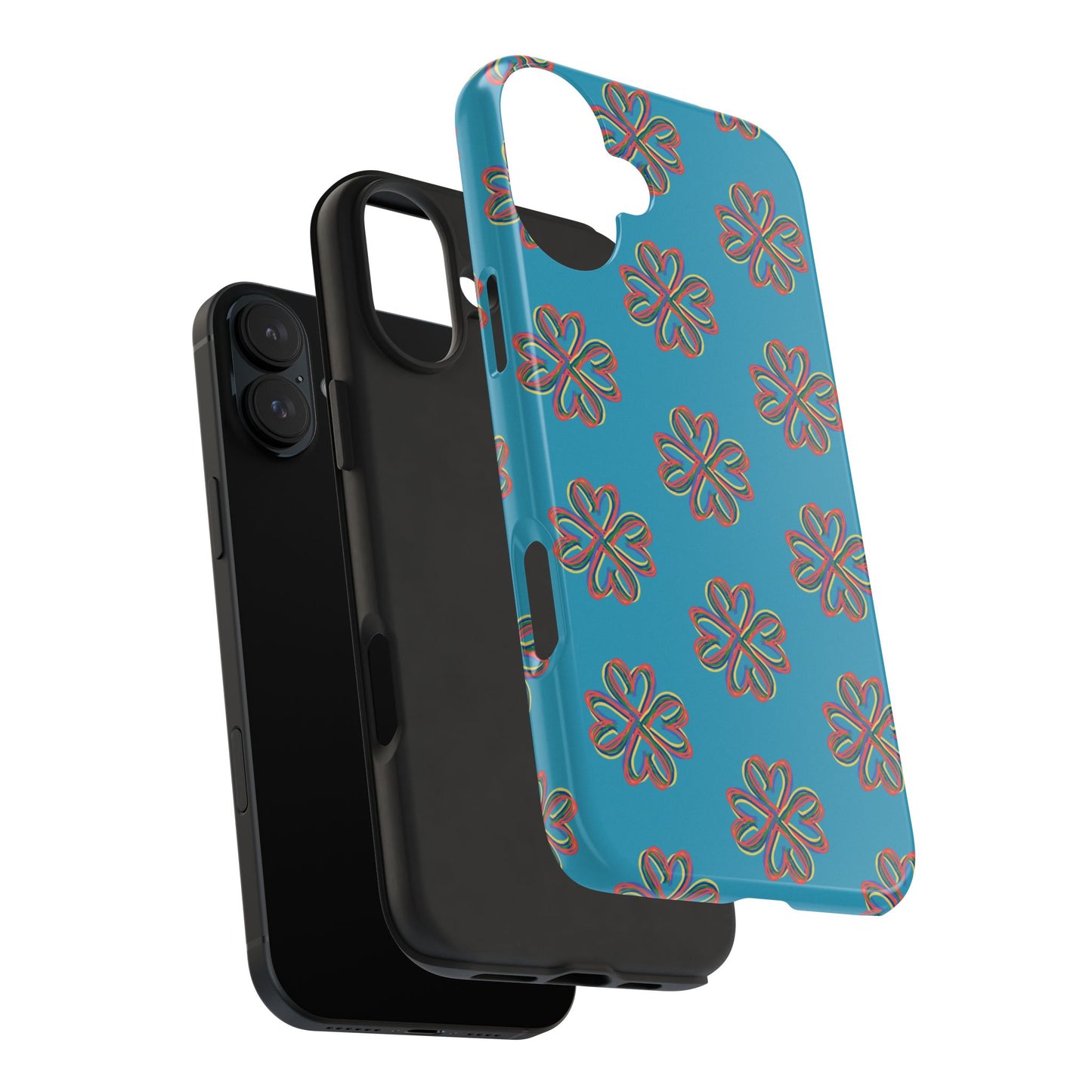 Floral Tough Phone Case, Colorful Turquoise Case, Hard Cover, iPhone Samsung Galaxy Google Pixel, Botanical Print Phone, Wireless Charging