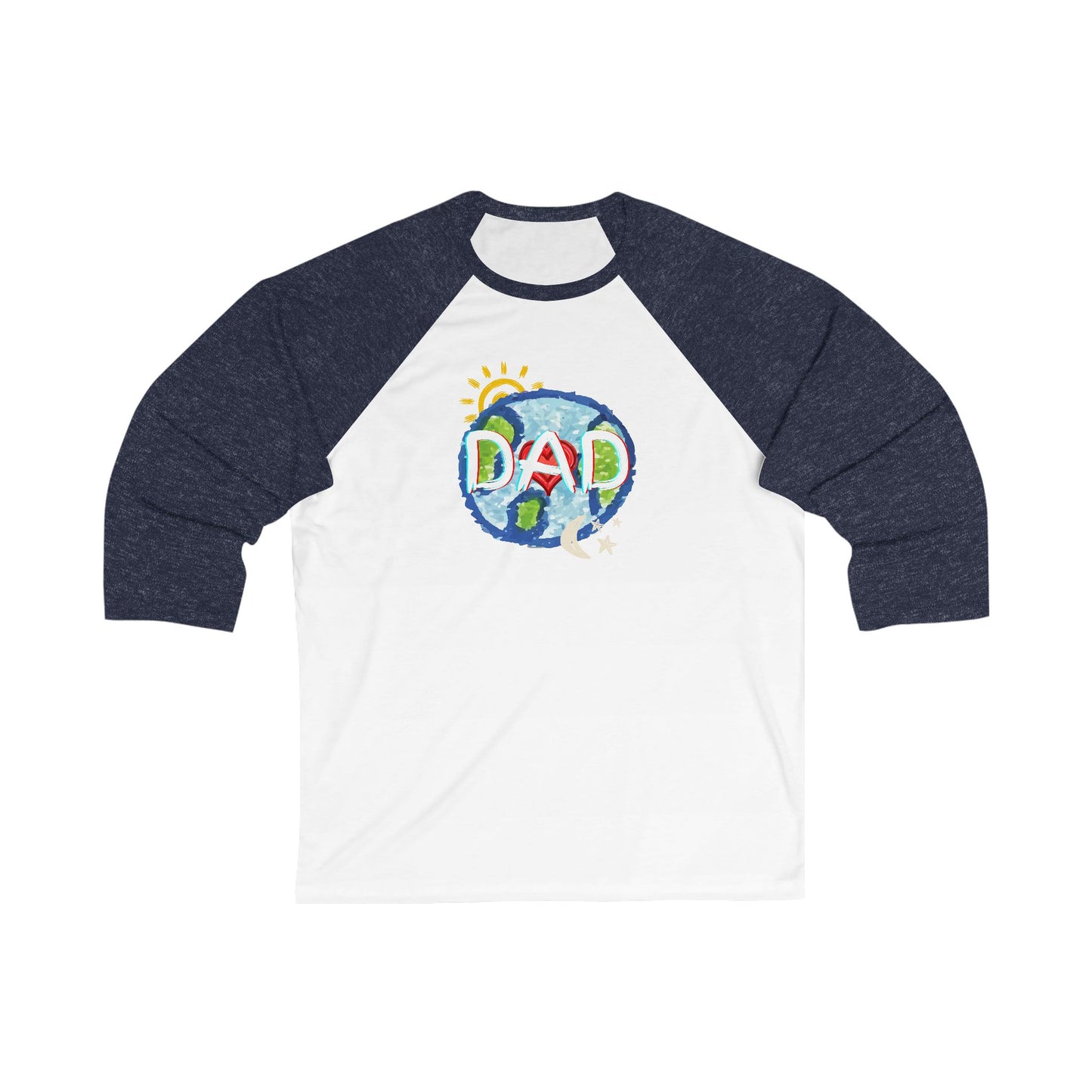 Dad Unisex 3\4 Sleeve Baseball Tee, whole world, sun, moon, stars, family, matching sets, gender neutral, gifts for dad women men friends