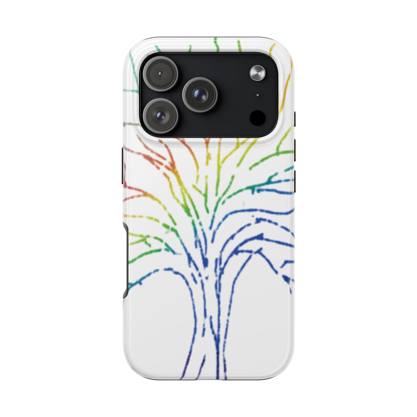 Rainbow Tree Tough Phone Cases - Colorful Nature Love Pride Gender Neutral Gifts for Friends, iPhone Samsung Wireless Charging Cover, LGBTQ+