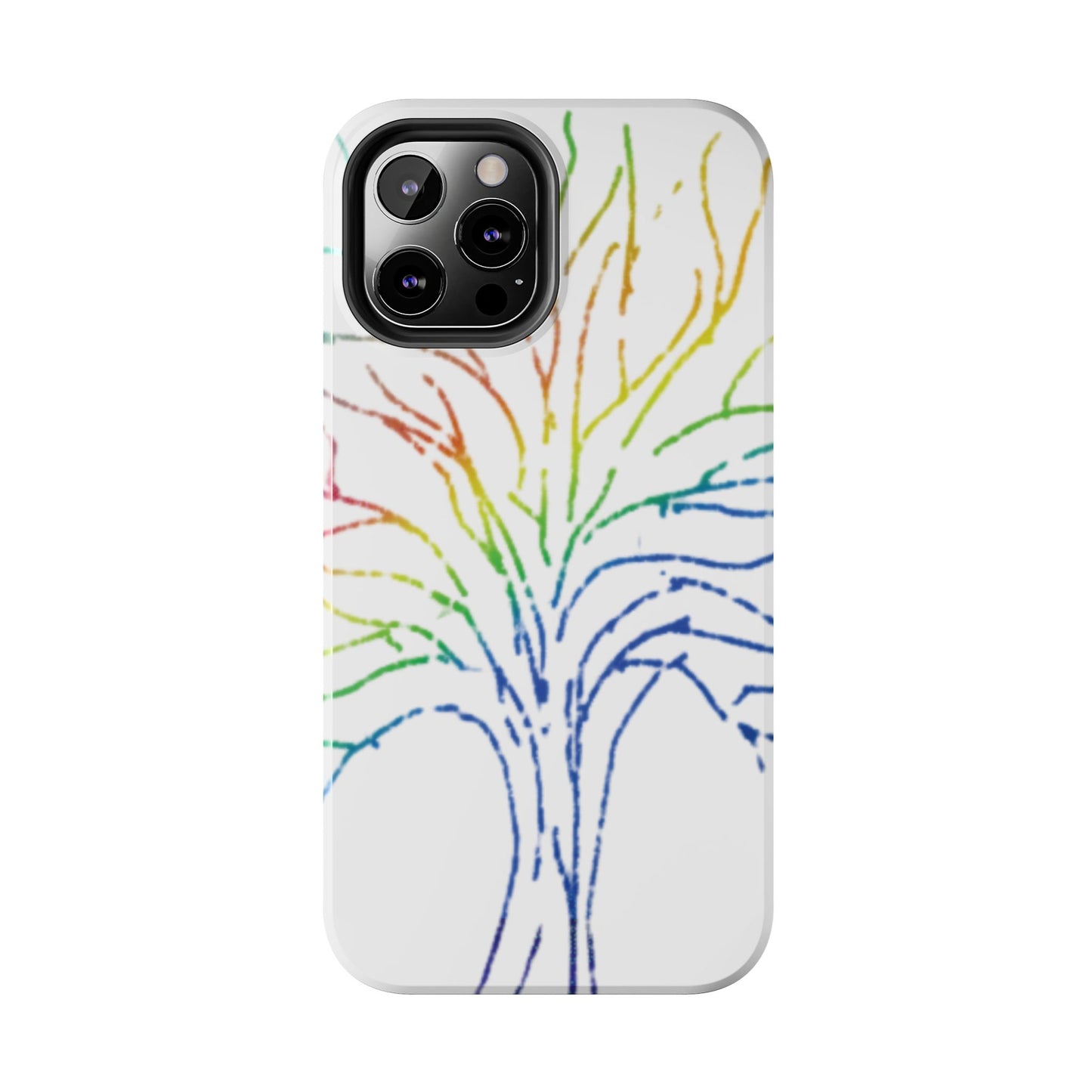 Rainbow Tree Tough Phone Cases - Colorful Nature Love Pride Gender Neutral Gifts for Friends, iPhone Samsung Wireless Charging Cover, LGBTQ+