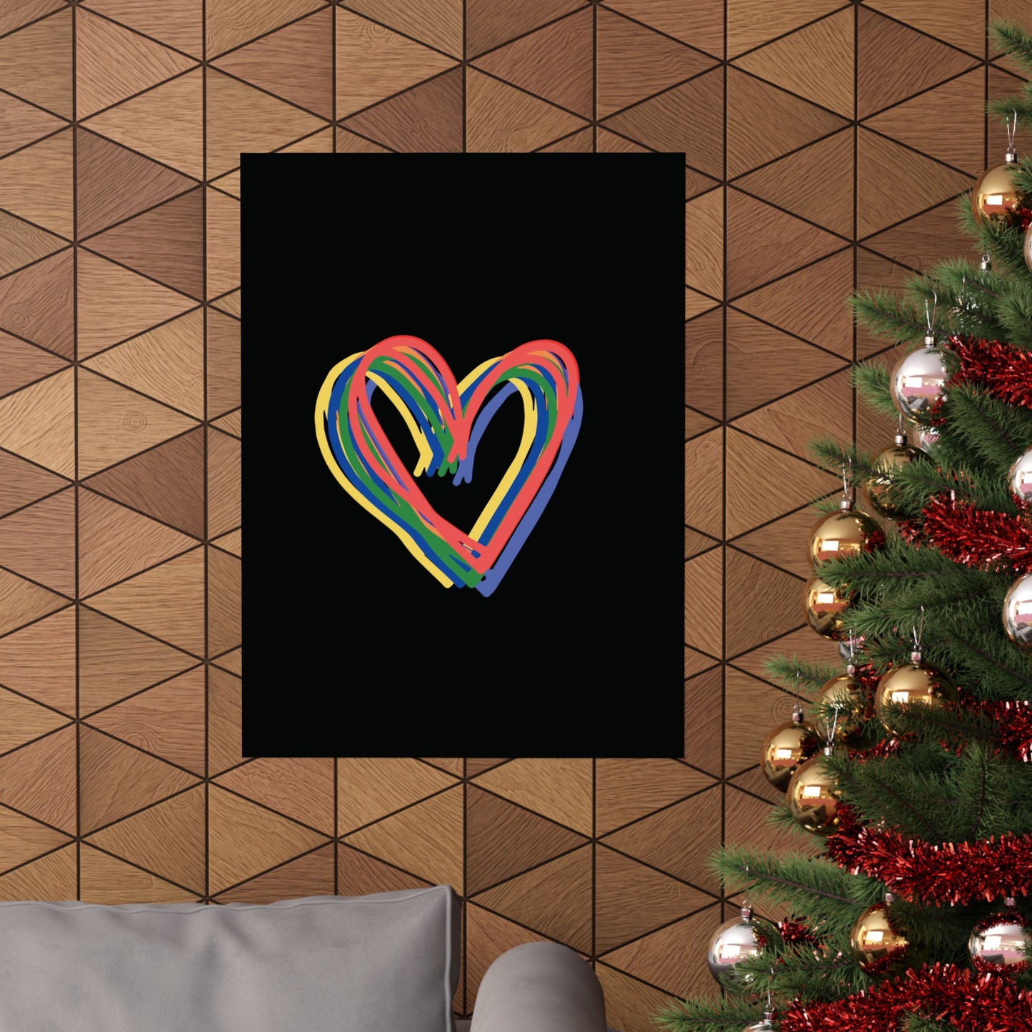 Rainbow Hearts Matte Vertical Poster, Hearts, Wall Art, You Frame, Home Decor, Gift, Gender Neutral, Valentines, Under 20 Dollars, 4 Sizes