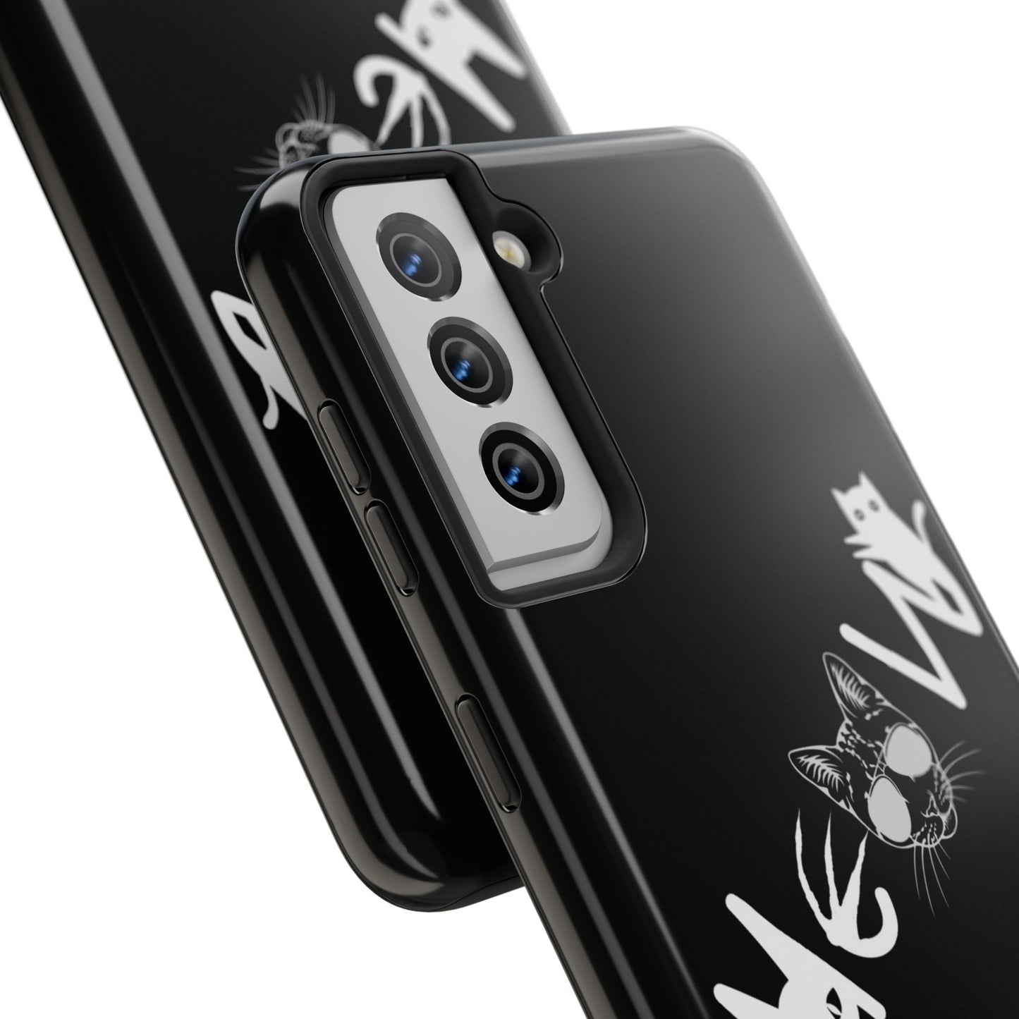 Meow Tough Phone Cases, iPhone & Samsung cases, wireless charging, cats, sassy, kitty, gender neutral, gifts, Halloween, birthday, Christmas