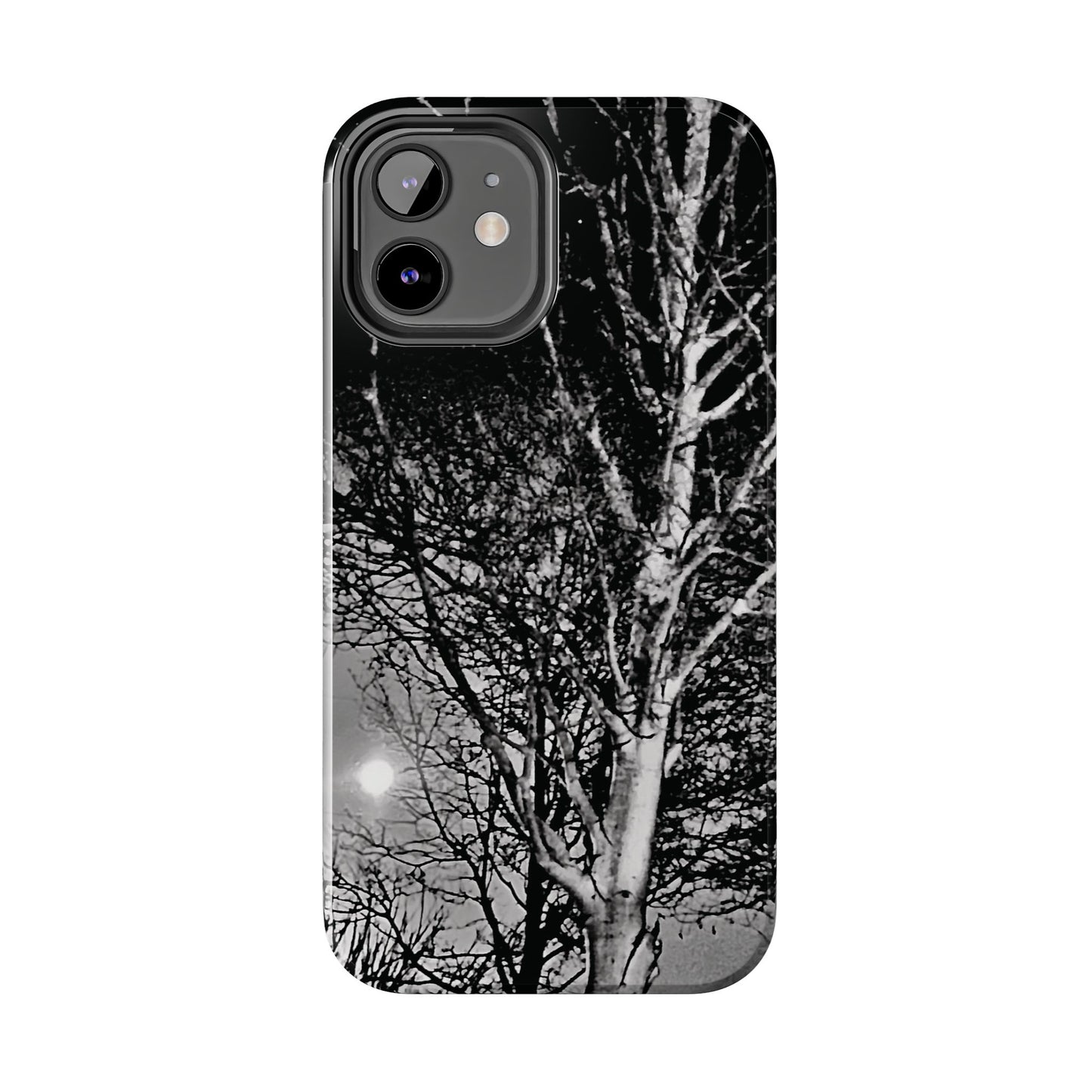 Worm Moon Night Trees Tough Phone Cases, iPhone & Samsung cases, wireless charging, trees, nature, spooky, original photo, gifts, Halloween