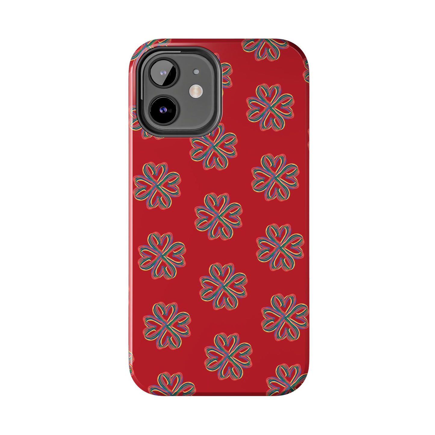 Floral Tough Phone Case, Red Phone Cover, Protective Tech Accessory, Botanical Phone Shell, Gift for Gardeners, Colorful, Wireless Charging