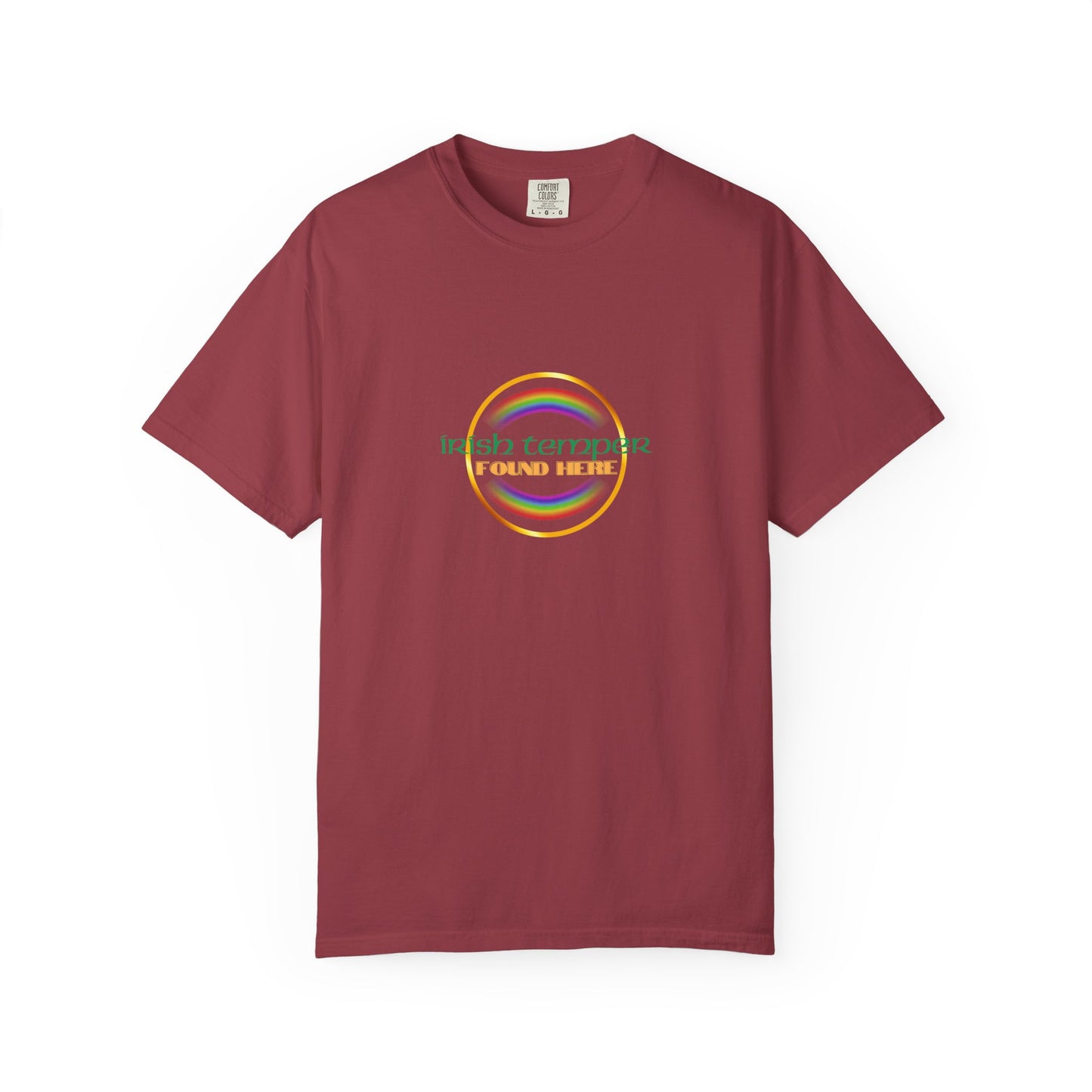 Irish Temper Found Here Unisex Garment-Dyed T-shirt, rainbow, fun, gender neutral, casual, relaxed, soft, preshrunk cotton, St Patricks Day
