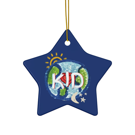 KID Hanging Ceramic Ornament, Whole World, Sun Moon & Stars, Heart, Circle Snowflake Heart Star, Christmas Tree, Holiday, Birthday, Gifts