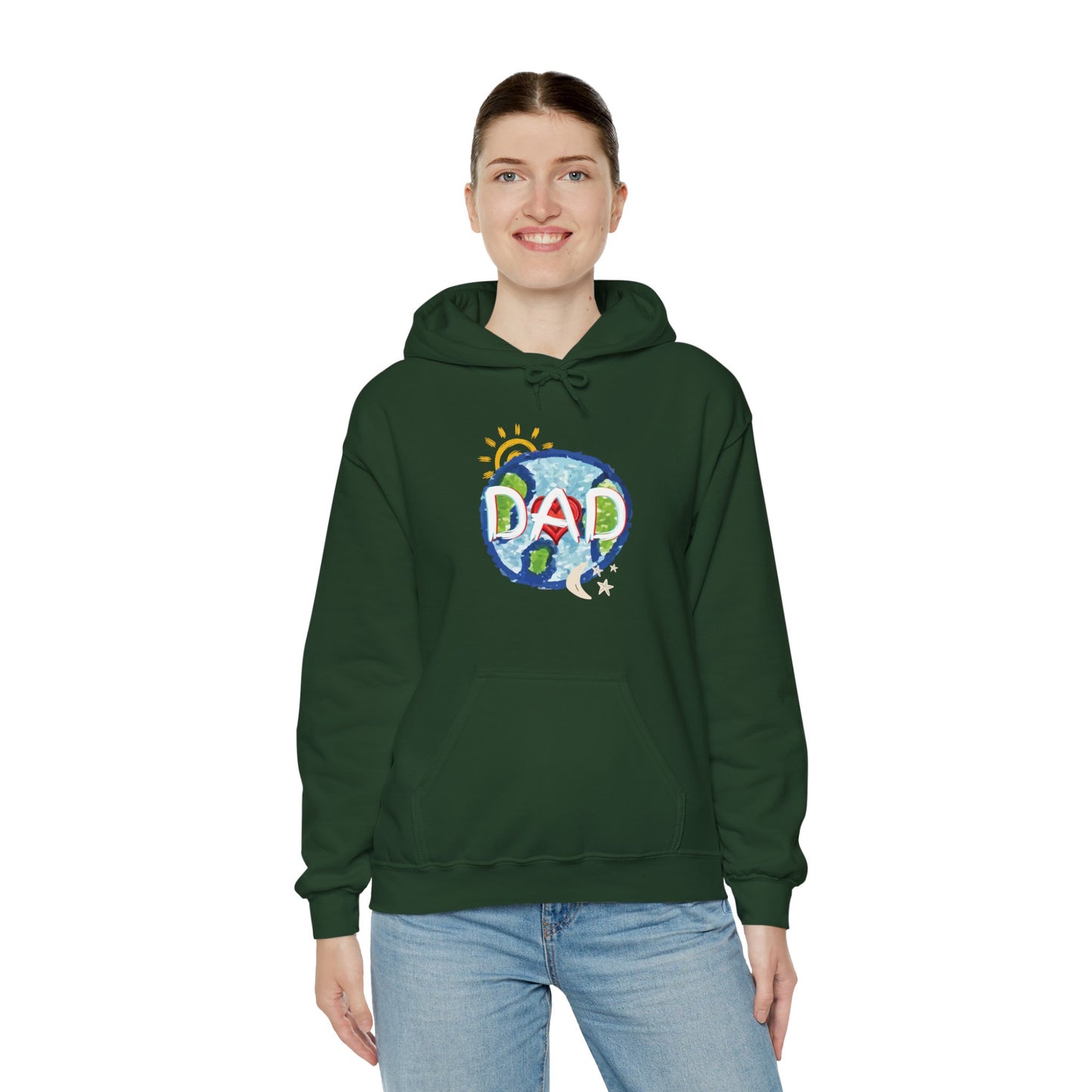 DAD Hooded Sweatshirt - Whole World Sun Moon & Stars Heart Love Fathers Day Gift for Men