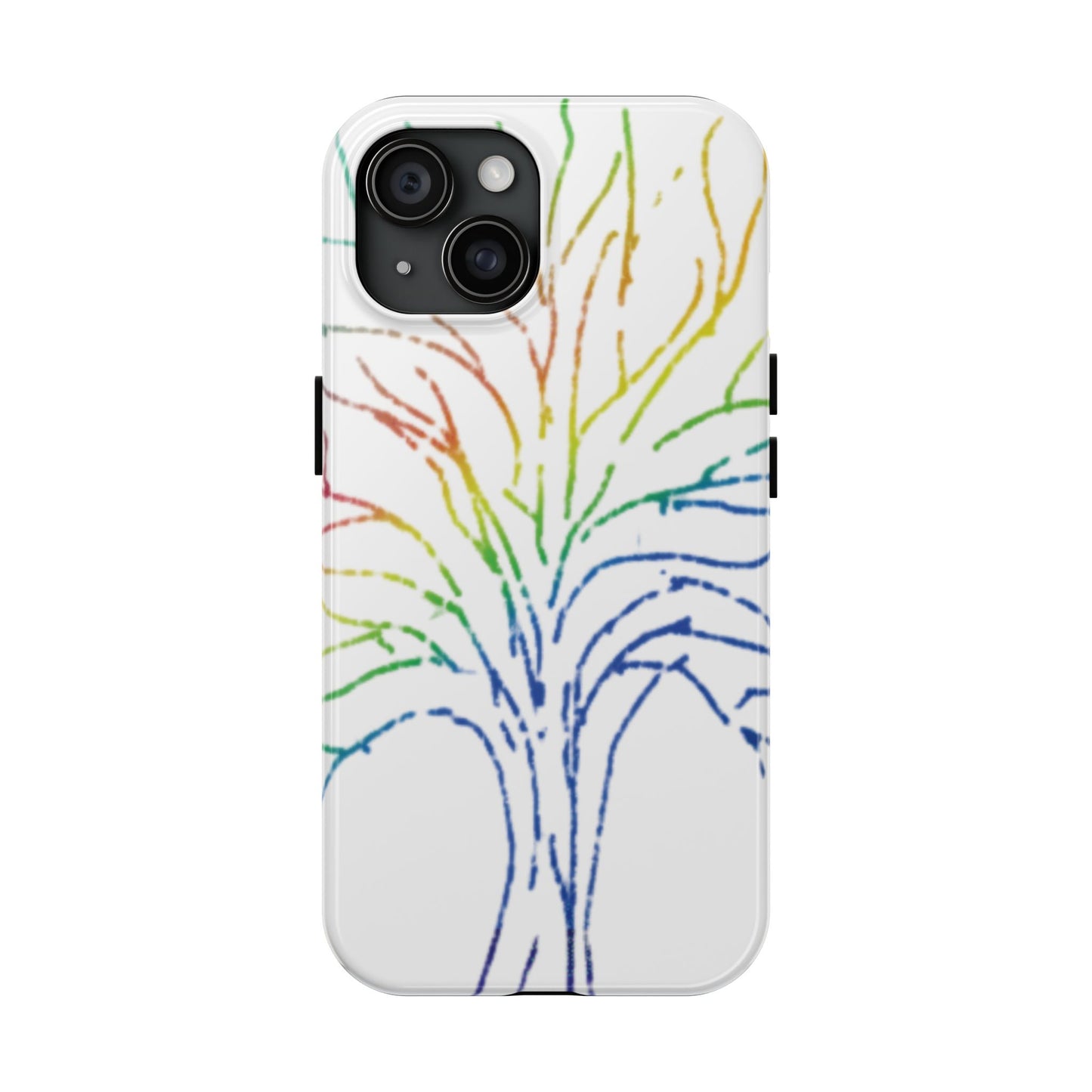 Rainbow Tree Tough Phone Cases - Colorful Nature Love Pride Gender Neutral Gifts for Friends, iPhone Samsung Wireless Charging Cover, LGBTQ+