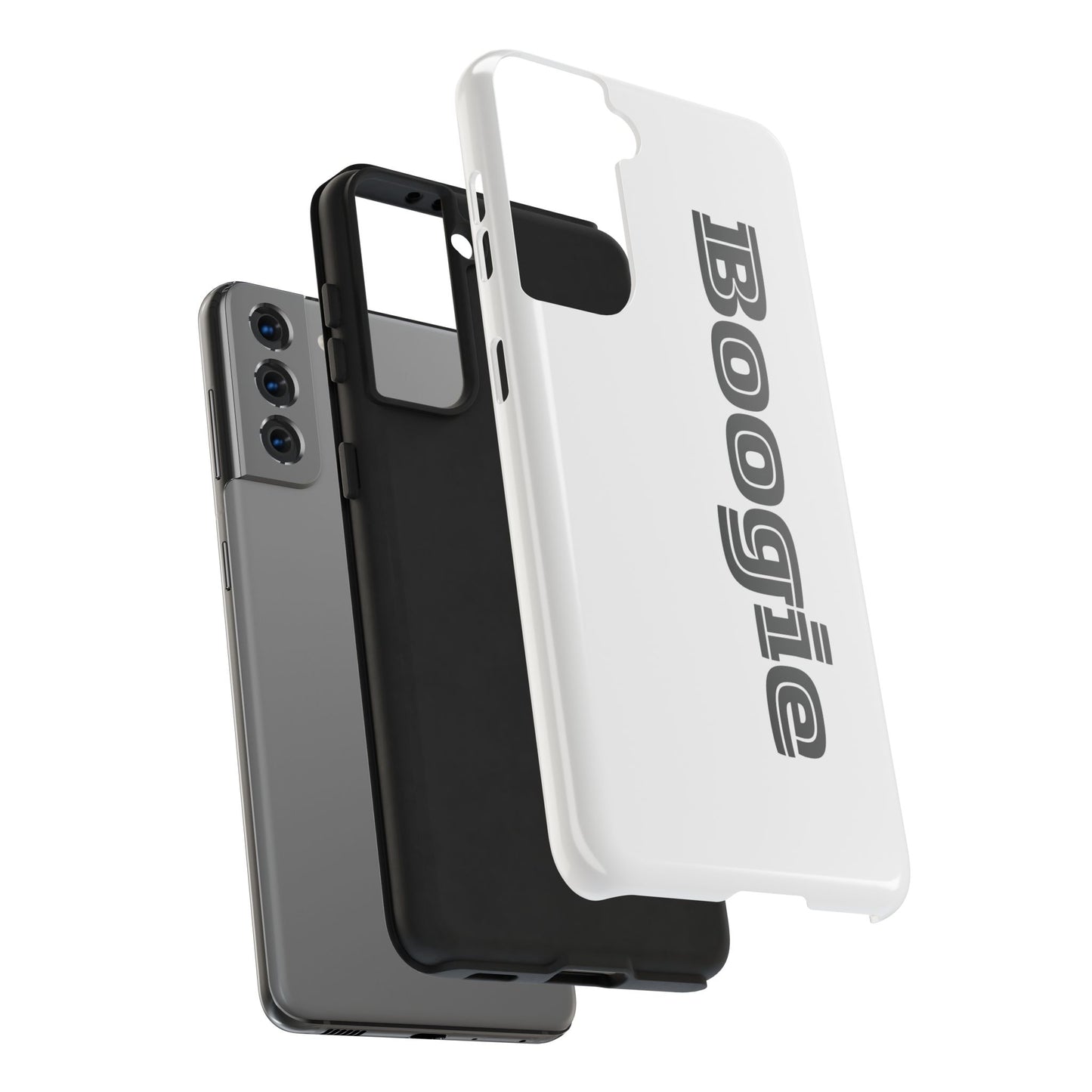 Boogie White Tough Phone Cases, iPhone Samsung cases, wireless charging, gender neutral women men friends kids teens gift birthday Christmas