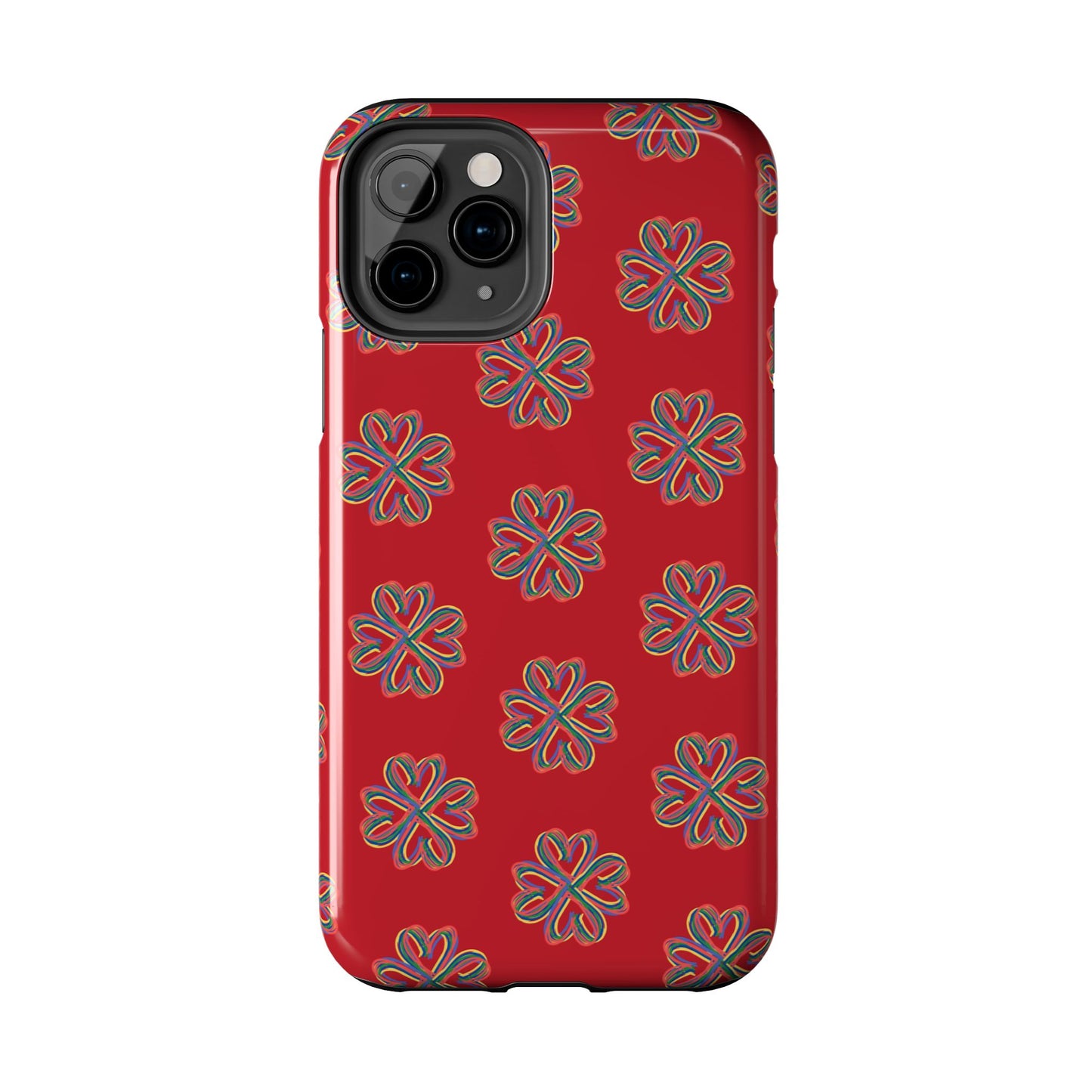 Floral Tough Phone Case, Red Phone Cover, Protective Tech Accessory, Botanical Phone Shell, Gift for Gardeners, Colorful, Wireless Charging