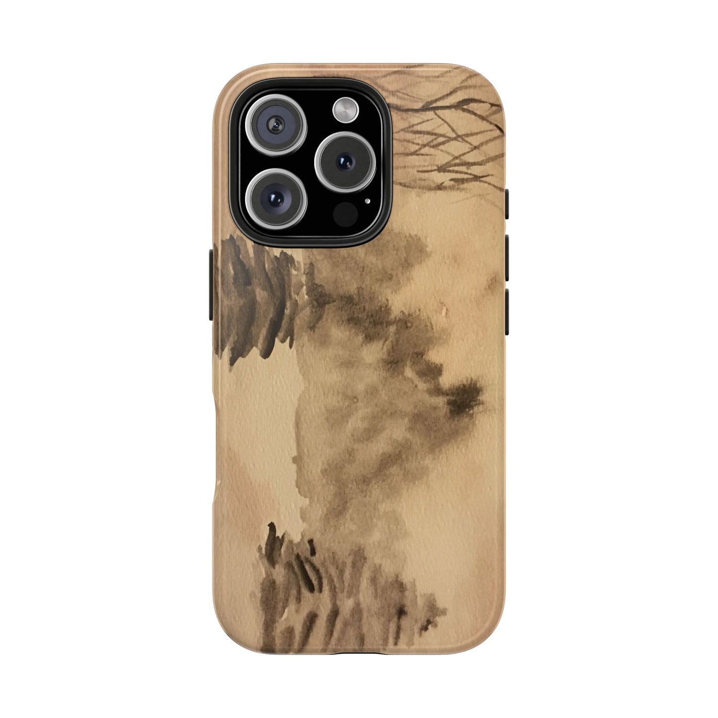 Winter Scene Tough Phone Cases, iPhone & Samsung cases, wireless charging, pine trees, snow, original watercolor artwork, gifts, Christmas