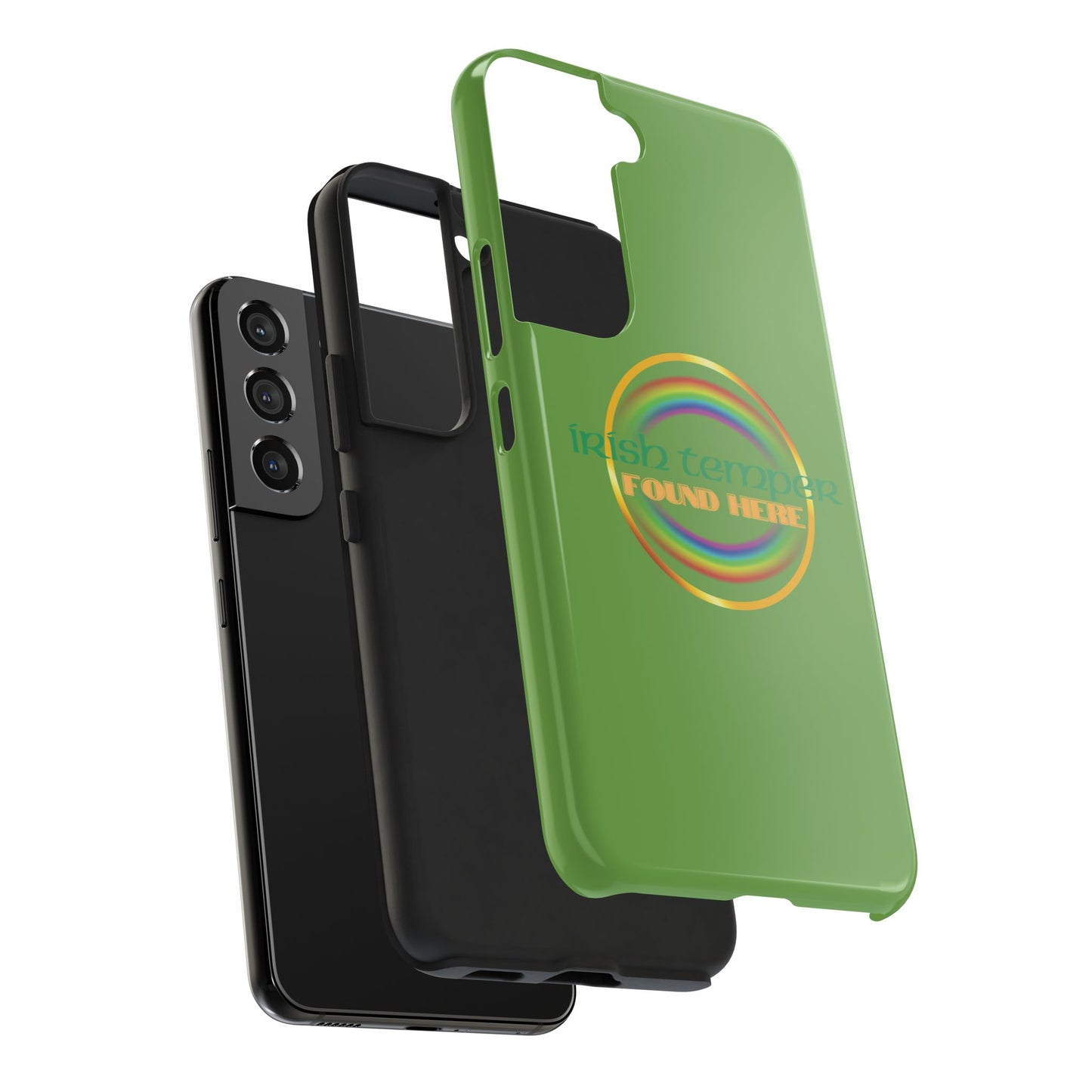 Green Irish Temper Found Here Tough Phone Cases, iPhone & Samsung cases, wireless charging, gifts, St Patricks Day, Birthday, Christmas