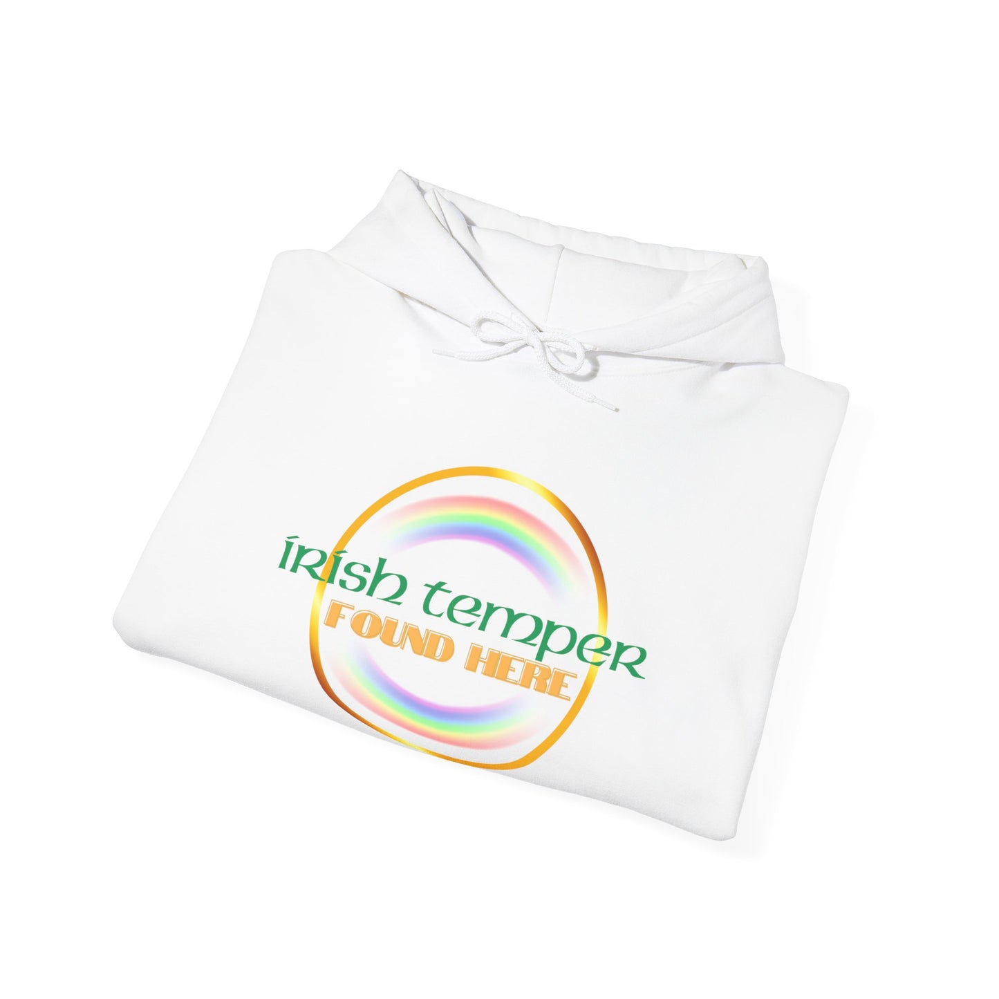 Irish Temper Found Here Unisex Heavy Blend™ Hooded Sweatshirt, rainbow, hoodie, warm, soft, gift, gender neutral, men, women, St Patricks